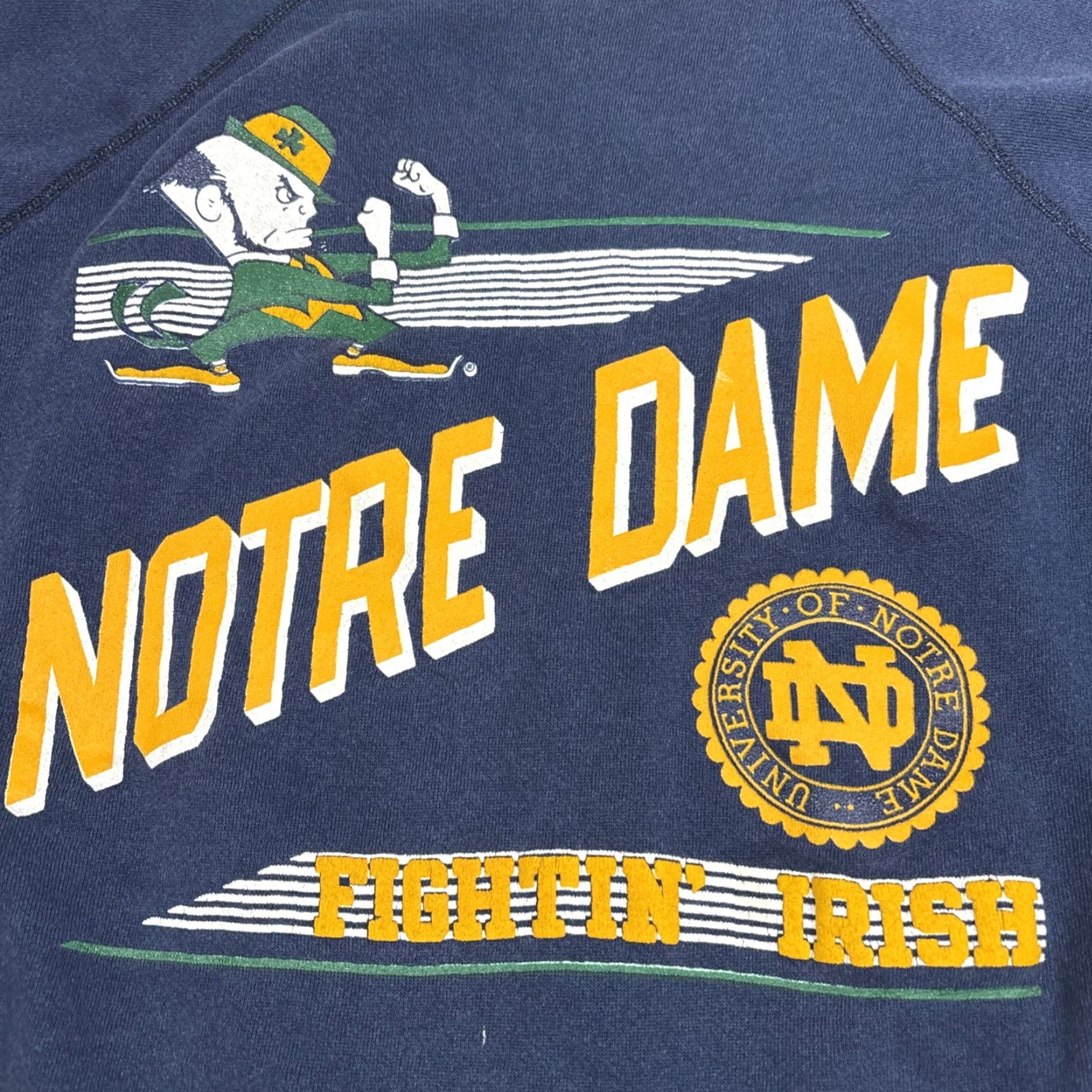 Champion VINTAGE Champion Crewneck Sweatshirt Men’s M Notre Dame Fighting Irish 90s Blue Cotton Knit Logo Pullover Men Size US M / EU 48-50 / 2 - 2 Thumbnail