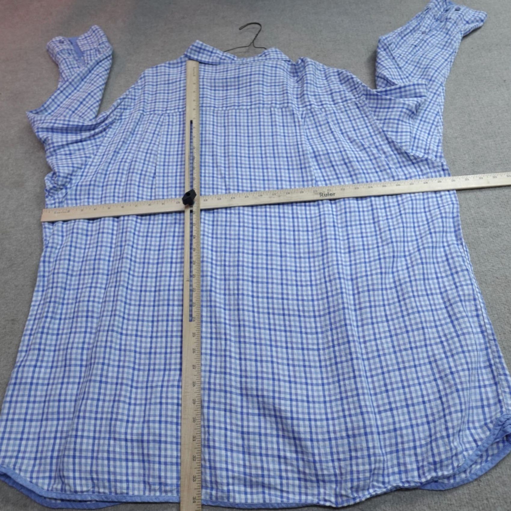 Vintage Rochester Shirt 3XL Blue Linen Plaid Button-Up Long Sleeve Collared Men's Shirt Size US XXL / EU 58 / 5 - 5 Thumbnail