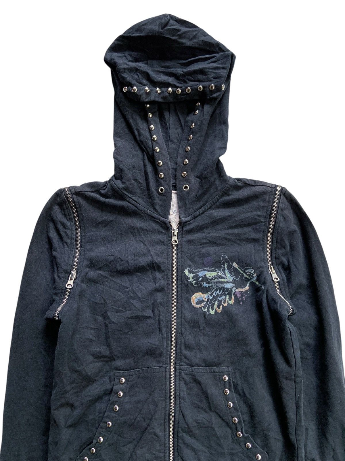 Japanese Brand LEVI'S MULTI ZIPPER PUNK SUN FADED STYLE ZIP HOOODIE Size US S / EU 44-46 / 1 - 7 Thumbnail