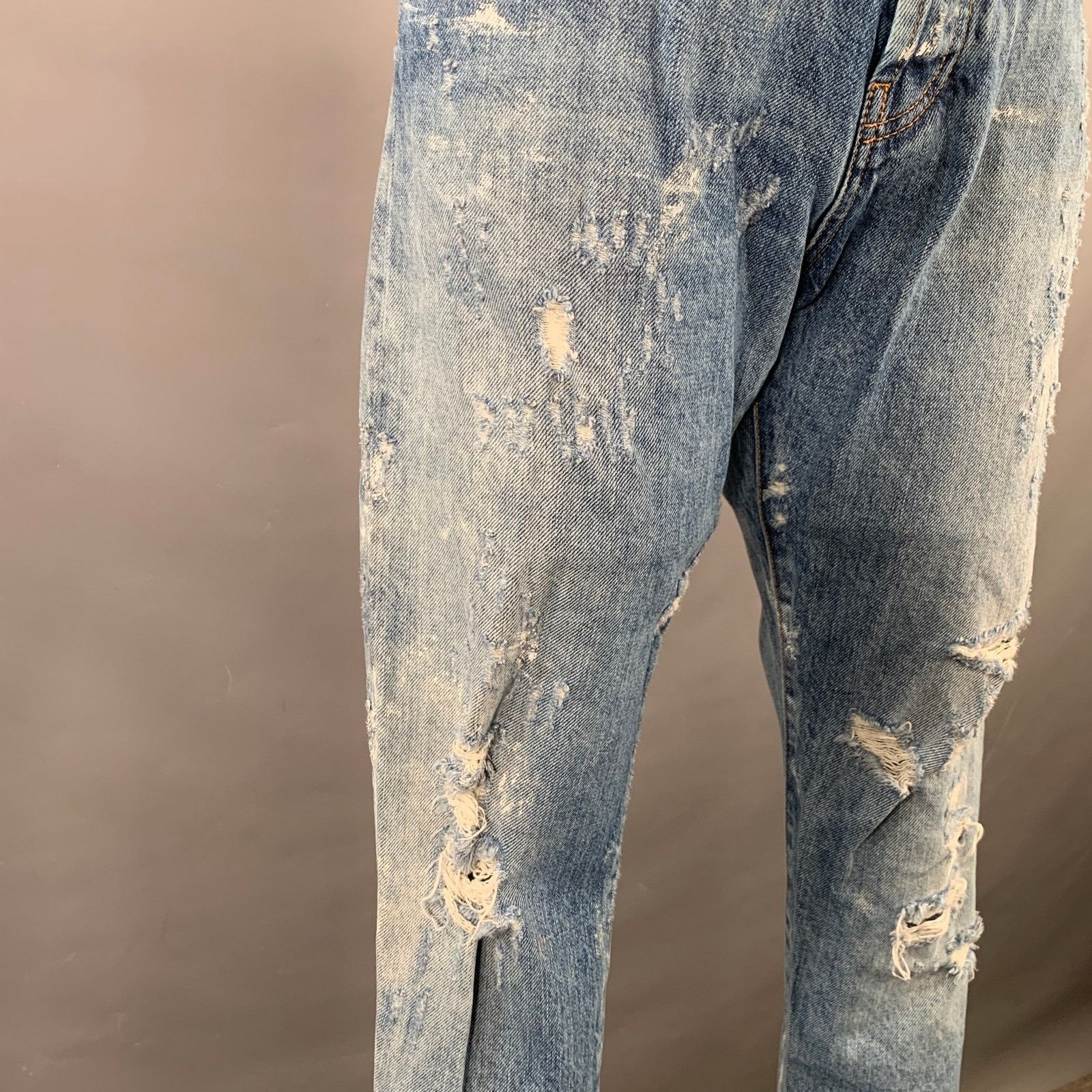 Prps PRPS Size 28 El Camino Blue Cotton Distressed Tapered Jeans Size 28" / US 6 / IT 42 - 3 Thumbnail