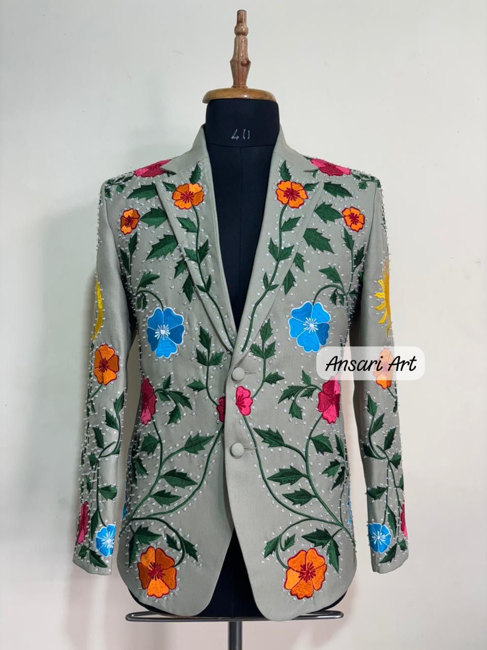 Other Men 2PC Customized floral embroidery cocktail prom outfits Size 46L - 2 Thumbnail