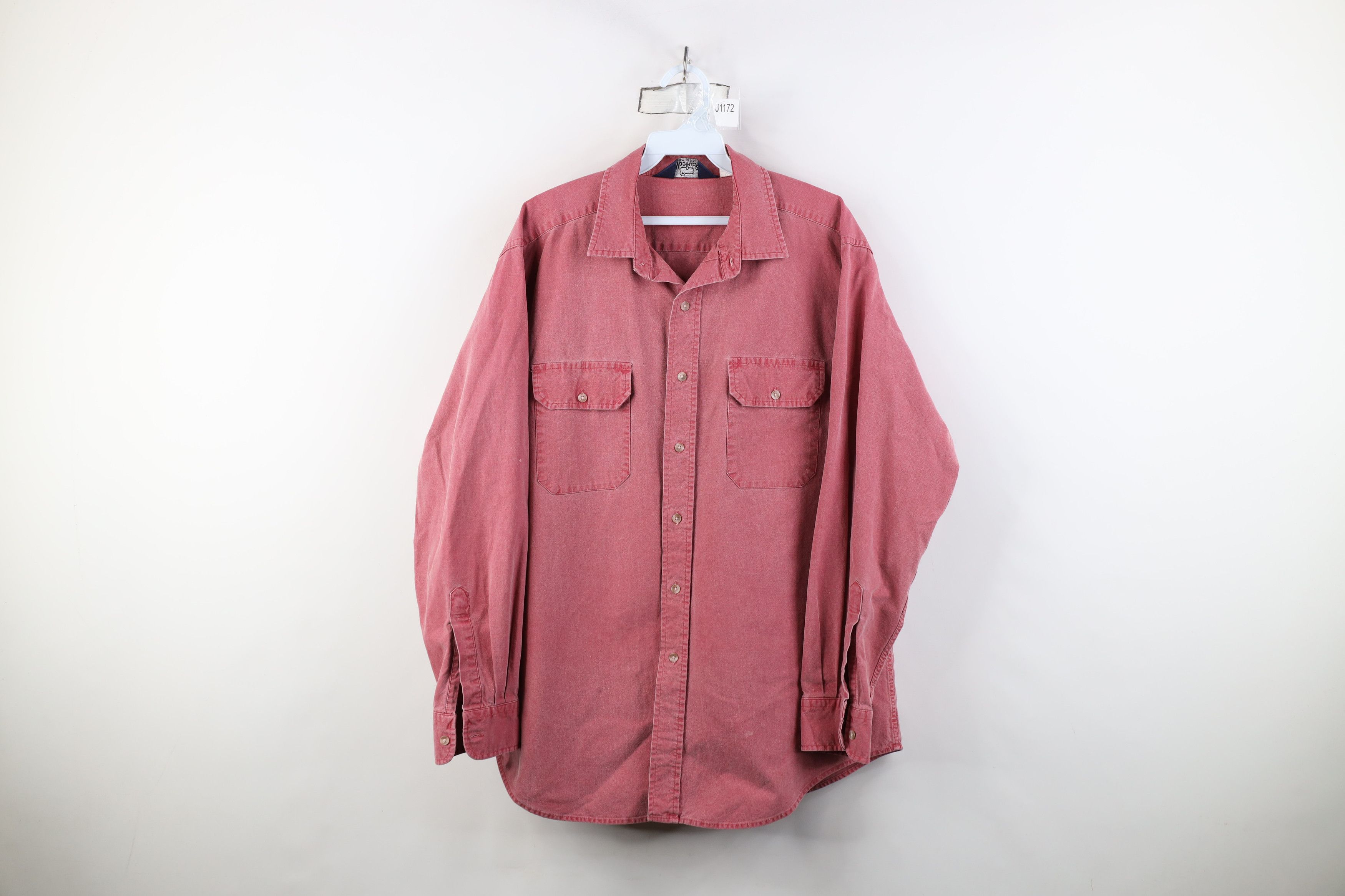 Woolrich Woolen Mills Vintage 90s Woolrich Stonewash Button Shirt Red Cotton Size US L / EU 52-54 / 3 - 1 Thumbnail