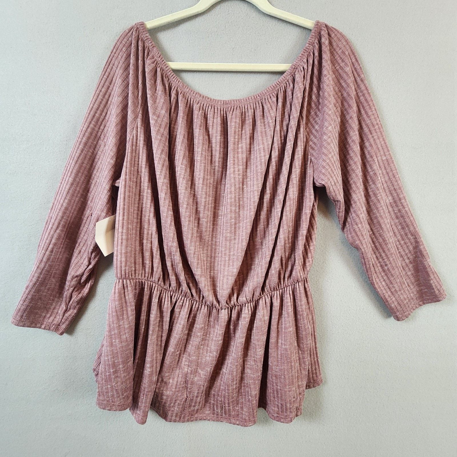Other Free Kisses Top Women 3X Mauve Long-Sleeve Elastic Waist Size 3XL / US 20-22 - 2 Thumbnail