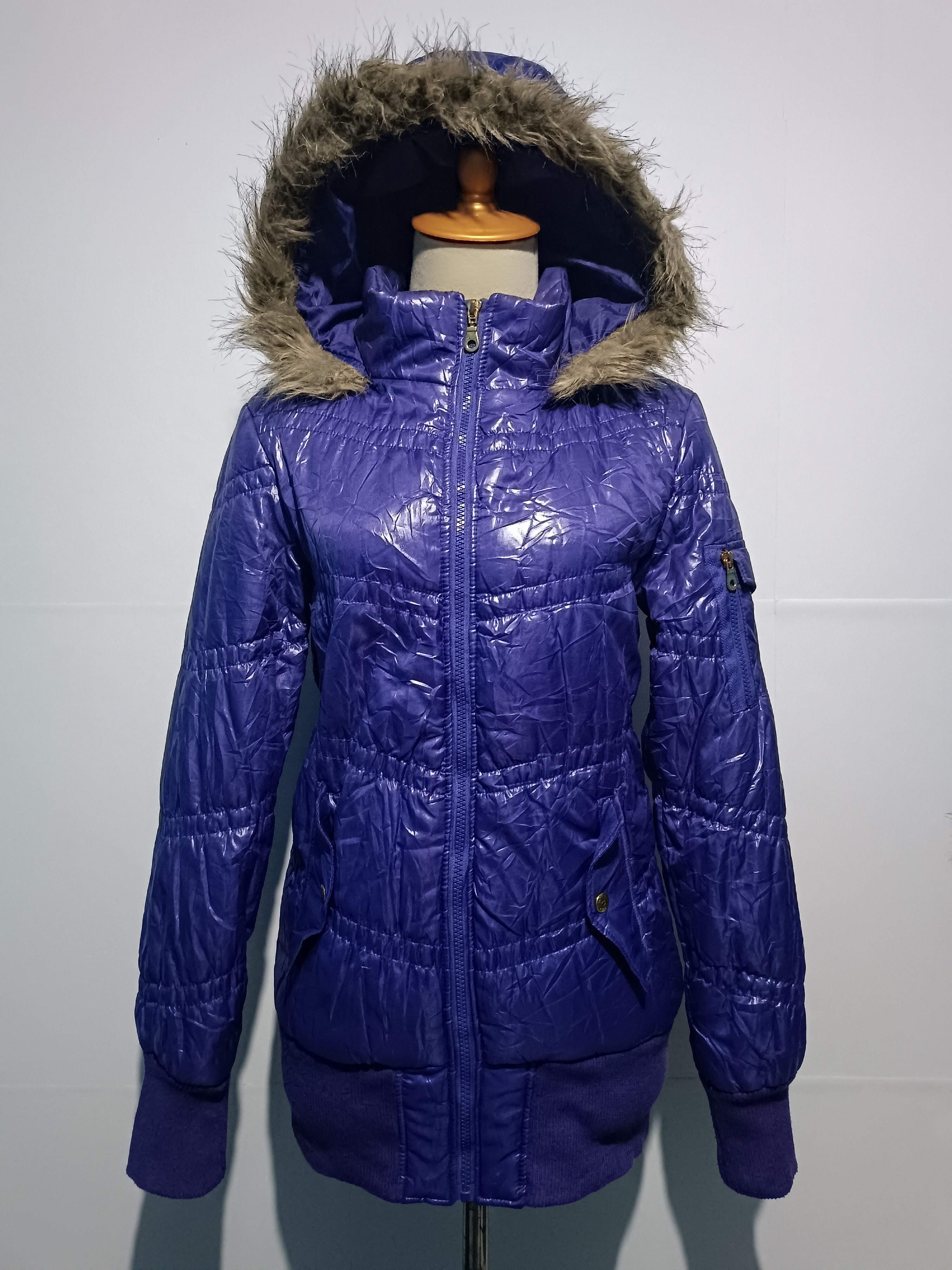 Japanese Brand Women's Faux Fur Hood Puffer Jacket Purple Size M / US 6-8 / IT 42-44 - 1 Thumbnail