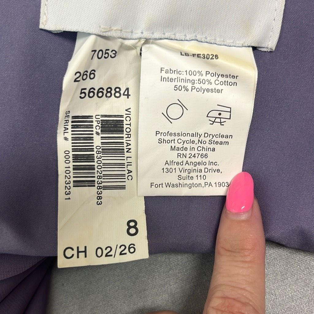 Other Alfred Angelo Womens 8 Purple Organza Fit N Flare Bridesmaid Size M / US 6-8 / IT 42-44 - 10 Thumbnail