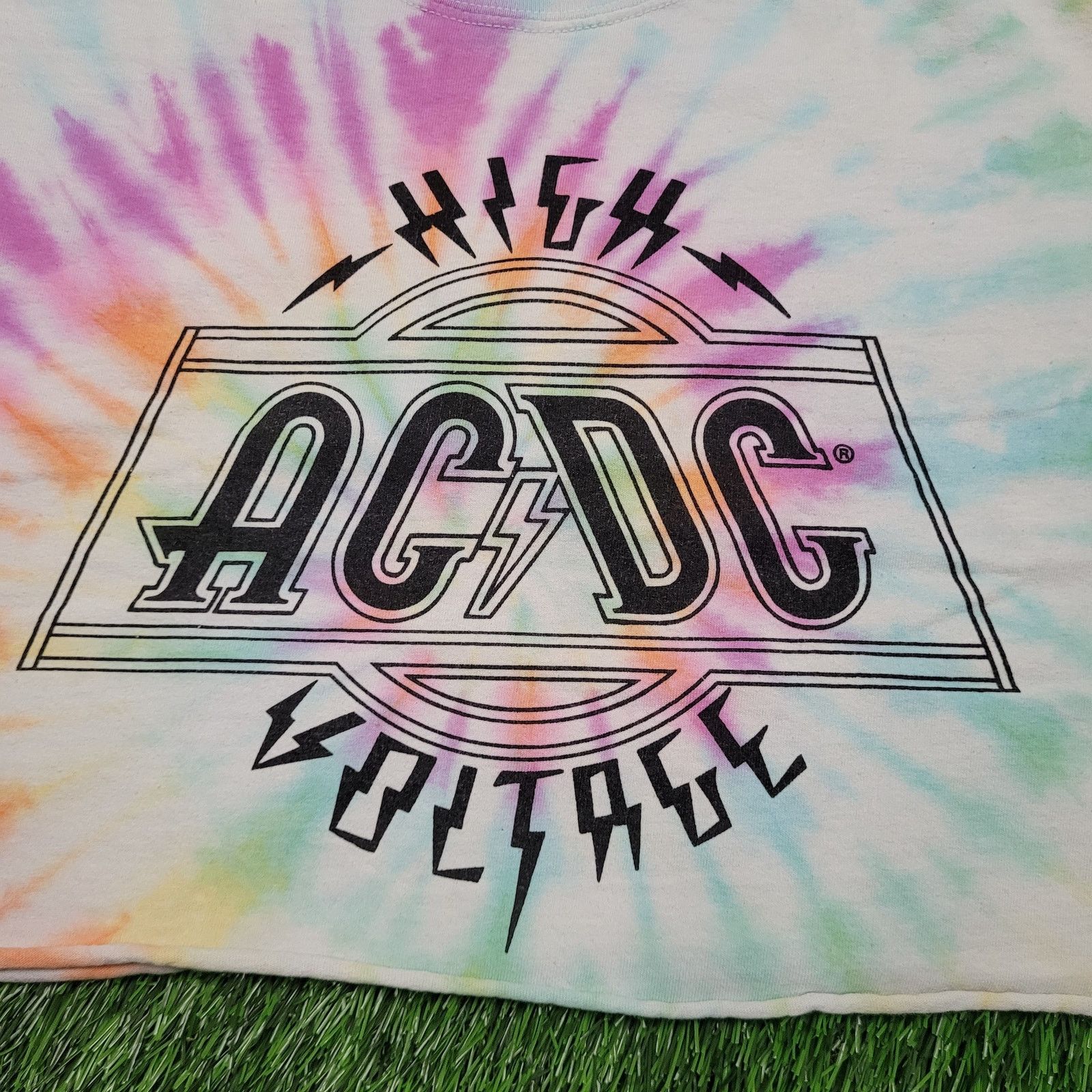 Other AC/DC High Voltage Pastel Tie-Dye Super Cropped Tee Womens L Size L / US 10 / IT 46 - 2 Thumbnail