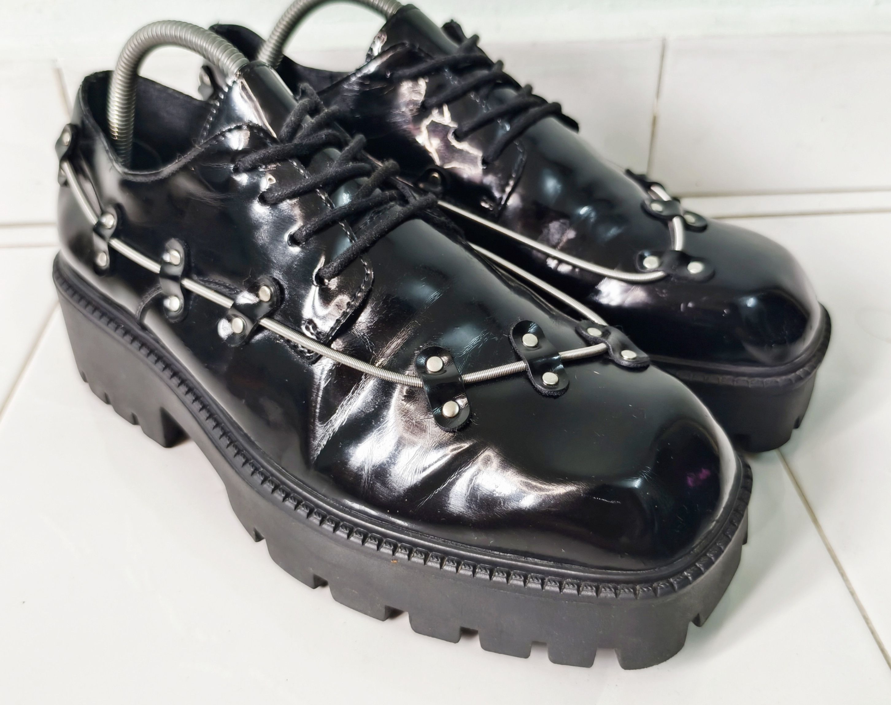 Japanese Brand British style niche square toe spring black oxford shoes Size US 6 / EU 39 - 3 Thumbnail