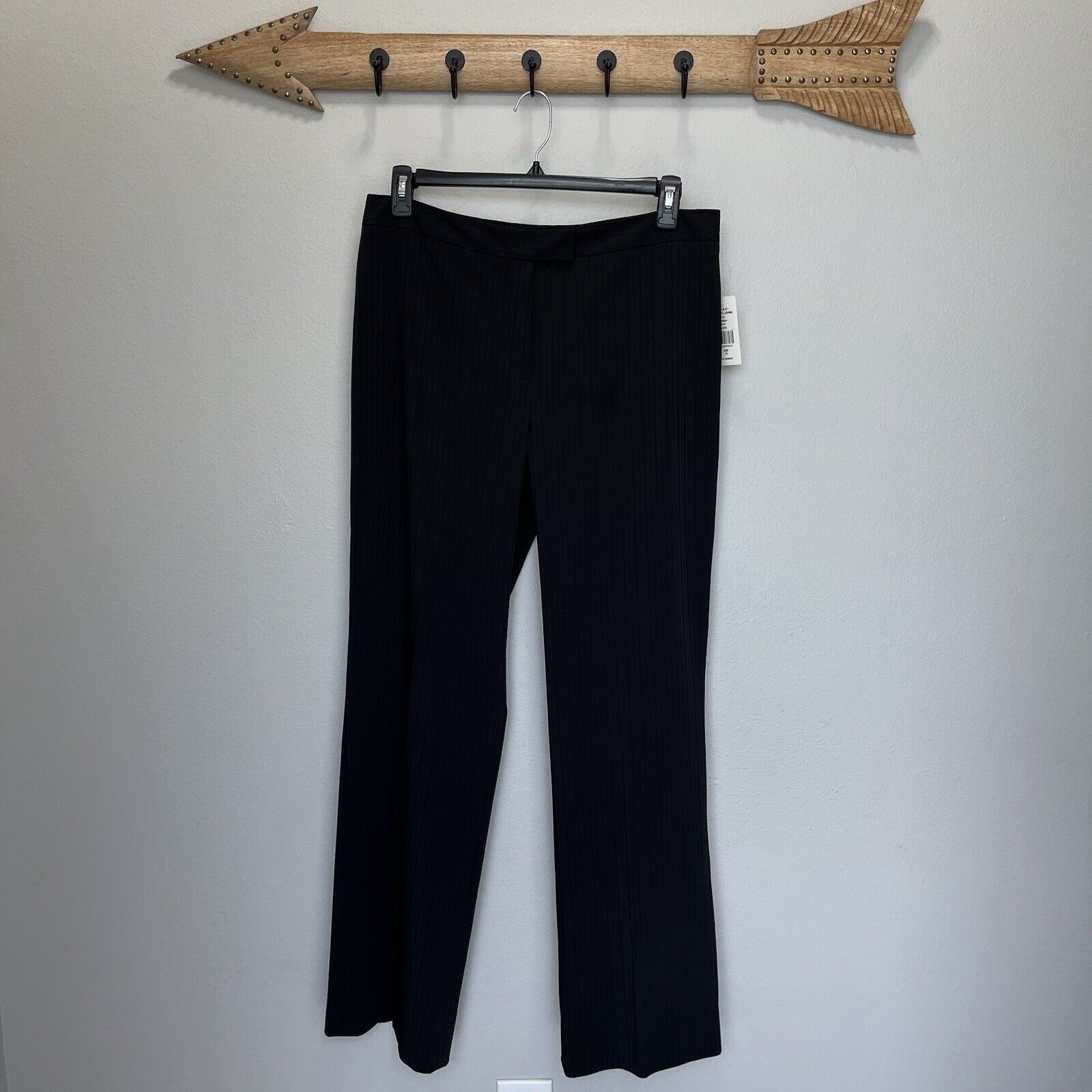 Elie Tahari Tahari | Black Textured Stripe Wide Leg Dress Pants Size 14 Size 36" / US 14 / IT 50 - 1 Thumbnail