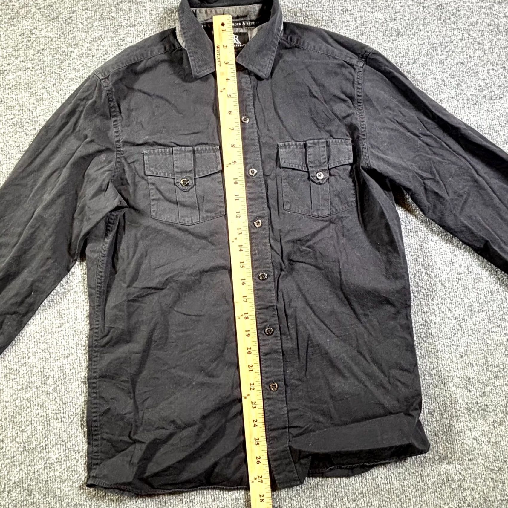 Vintage Rock & Republic Button-Up Shirt Mens M Black Cotton Long Sleeve Utility Workwear Size US M / EU 48-50 / 2 - 6 Thumbnail