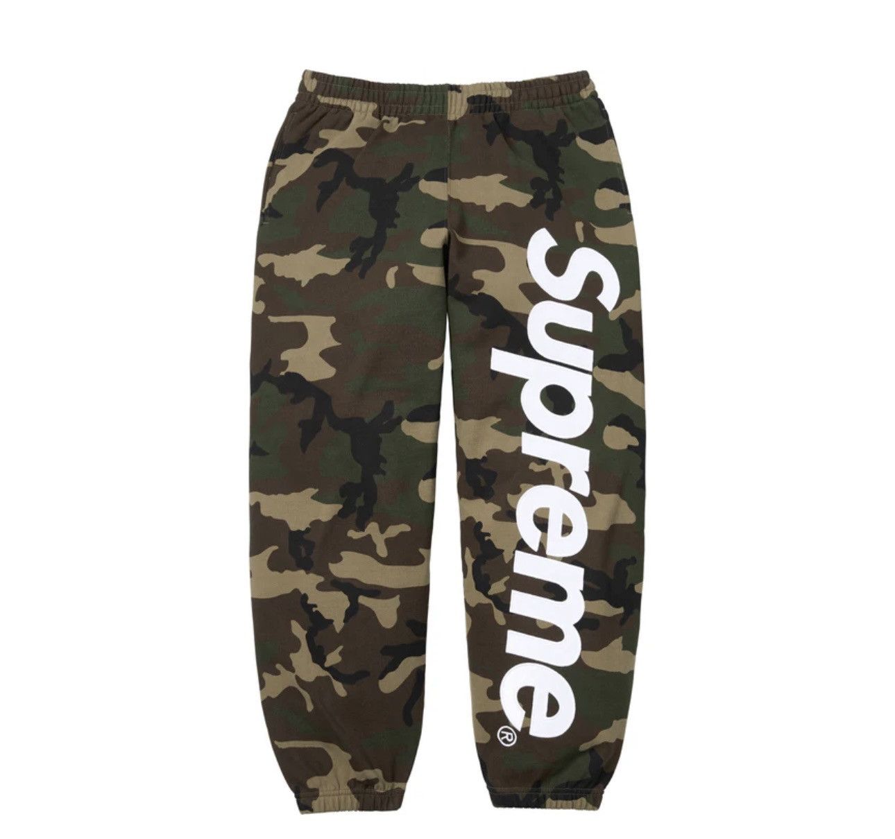Supreme Satin Appliqué Hooded Sweatpants Camo Medium