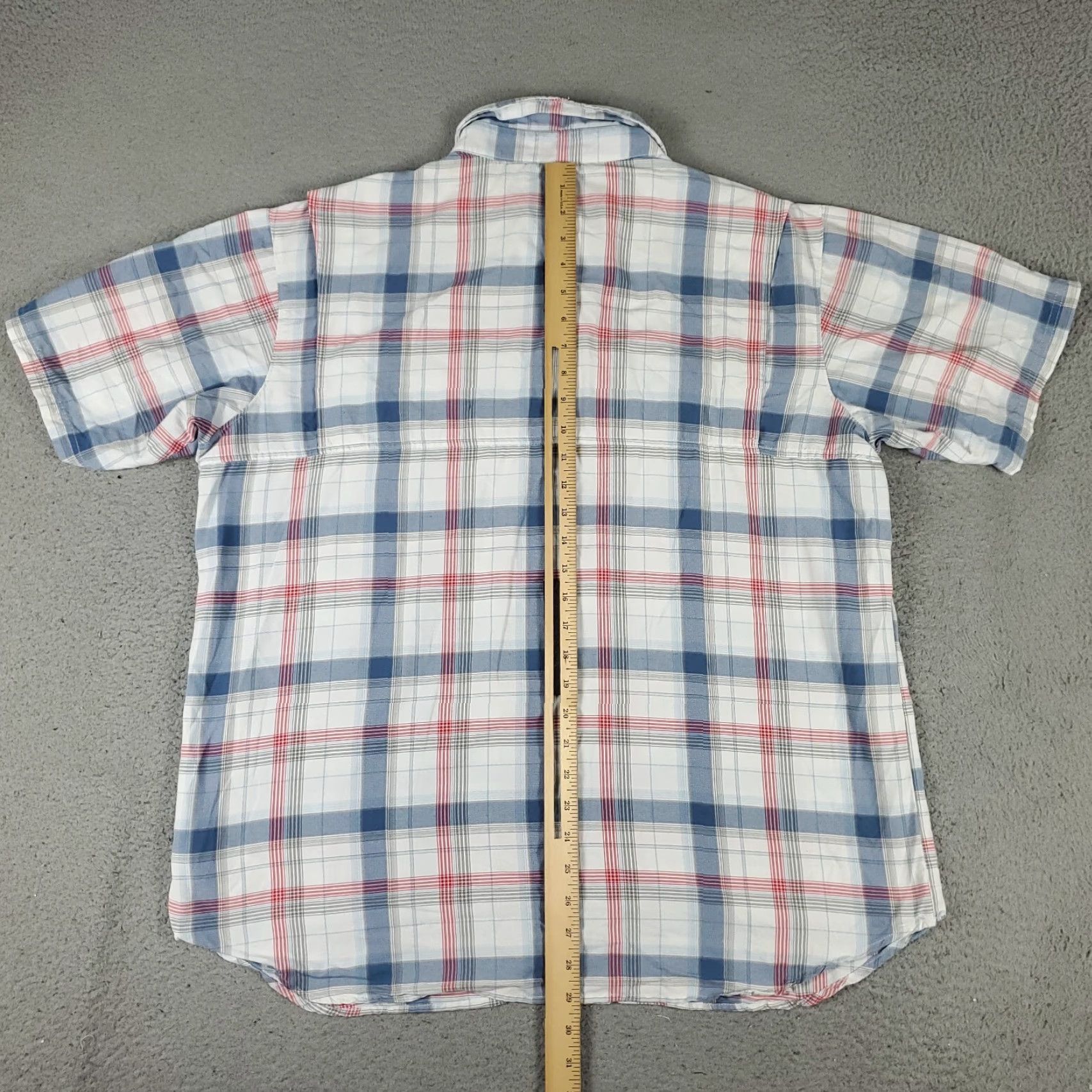 Vintage COLLEGE Columbia Shirt Mens XL Blue Plaid Button-Up Short Sleeve Vented Casual Business Workwear Size US XL / EU 56 / 4 - 3 Thumbnail