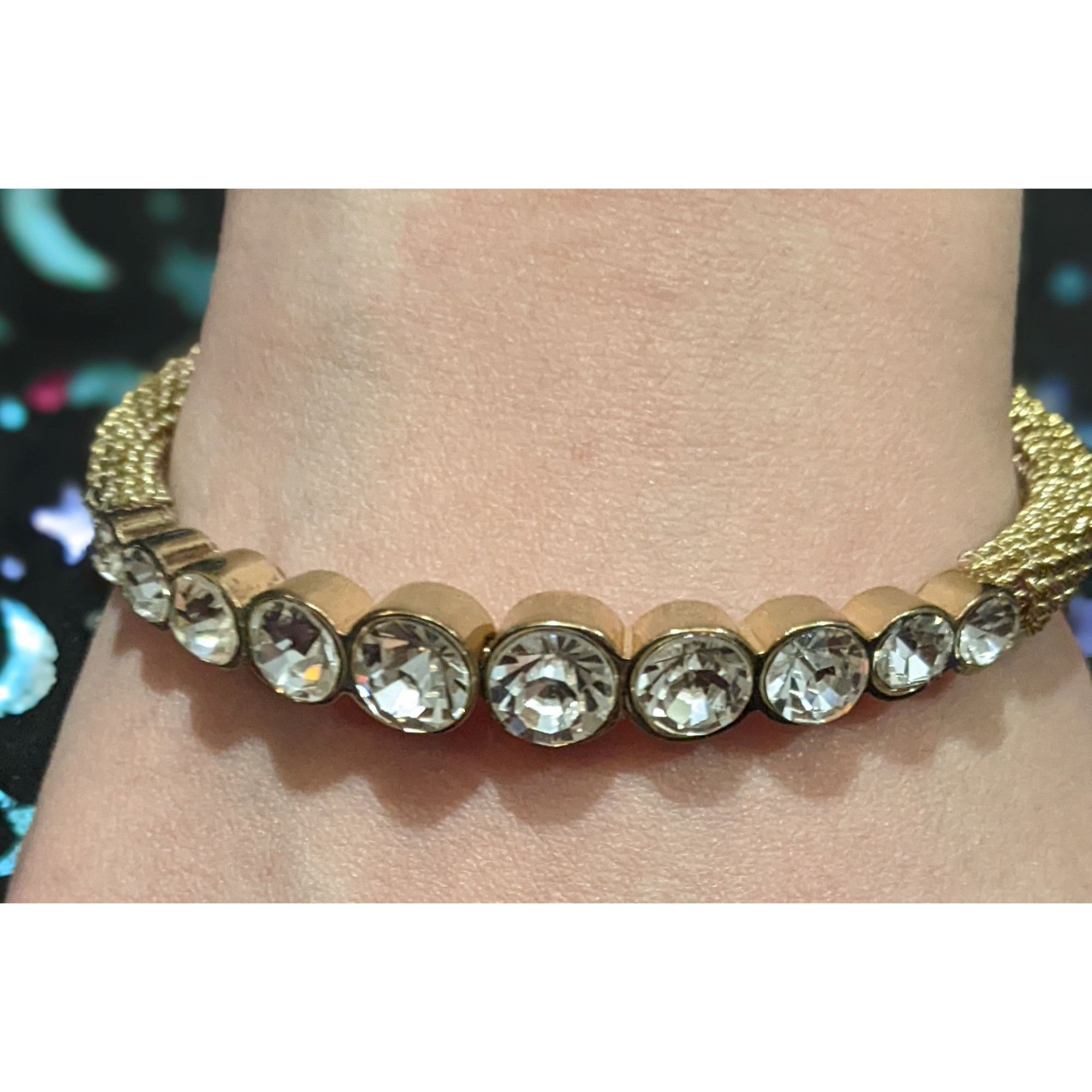 Other Gold Rhinestone Gemmed Statement Bracelet Size ONE SIZE - 2 Thumbnail