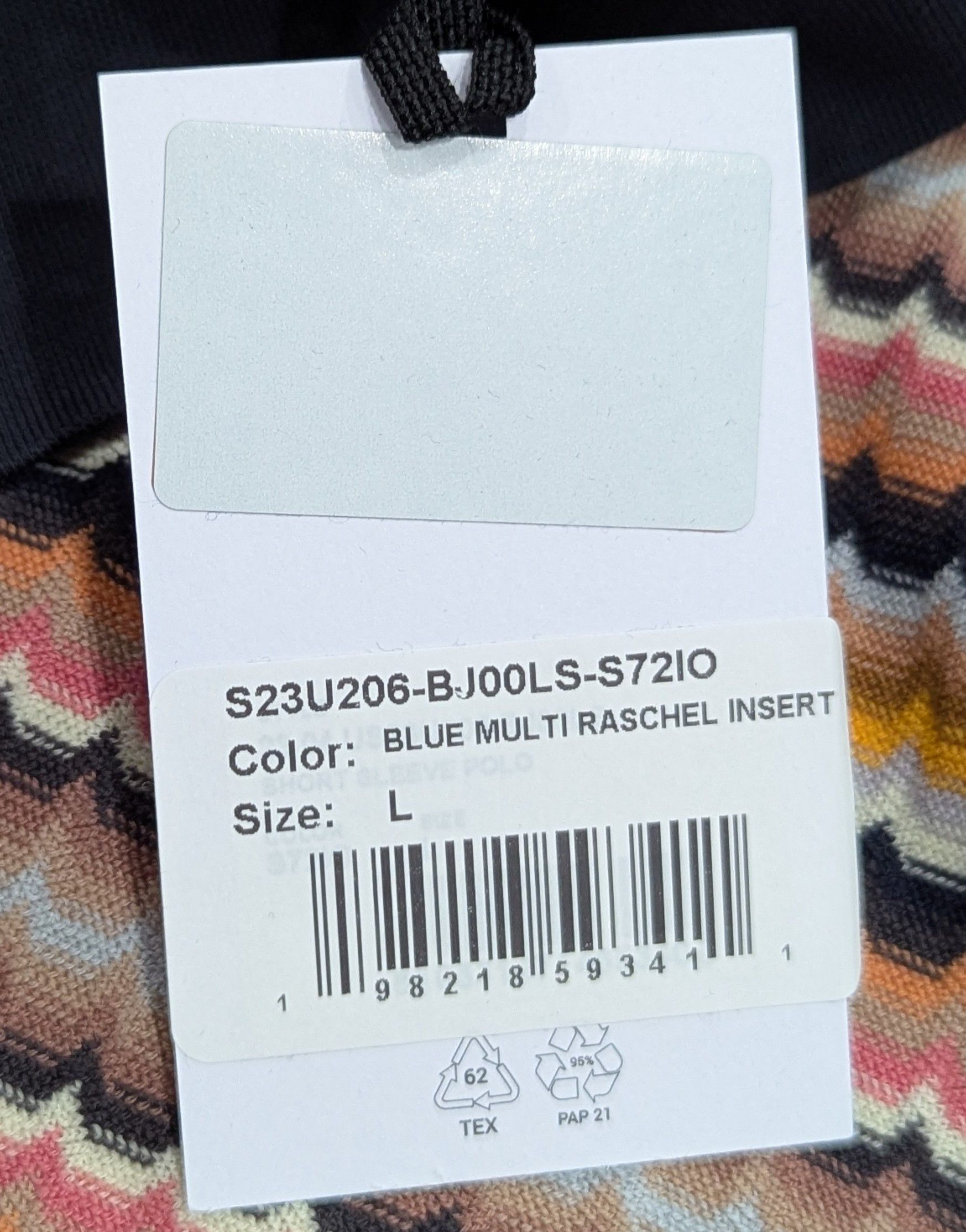 Missoni M Missoni Chevron Cotton Polo Shirt Blue Multi Large Size US L / EU 52-54 / 3 - 6 Thumbnail