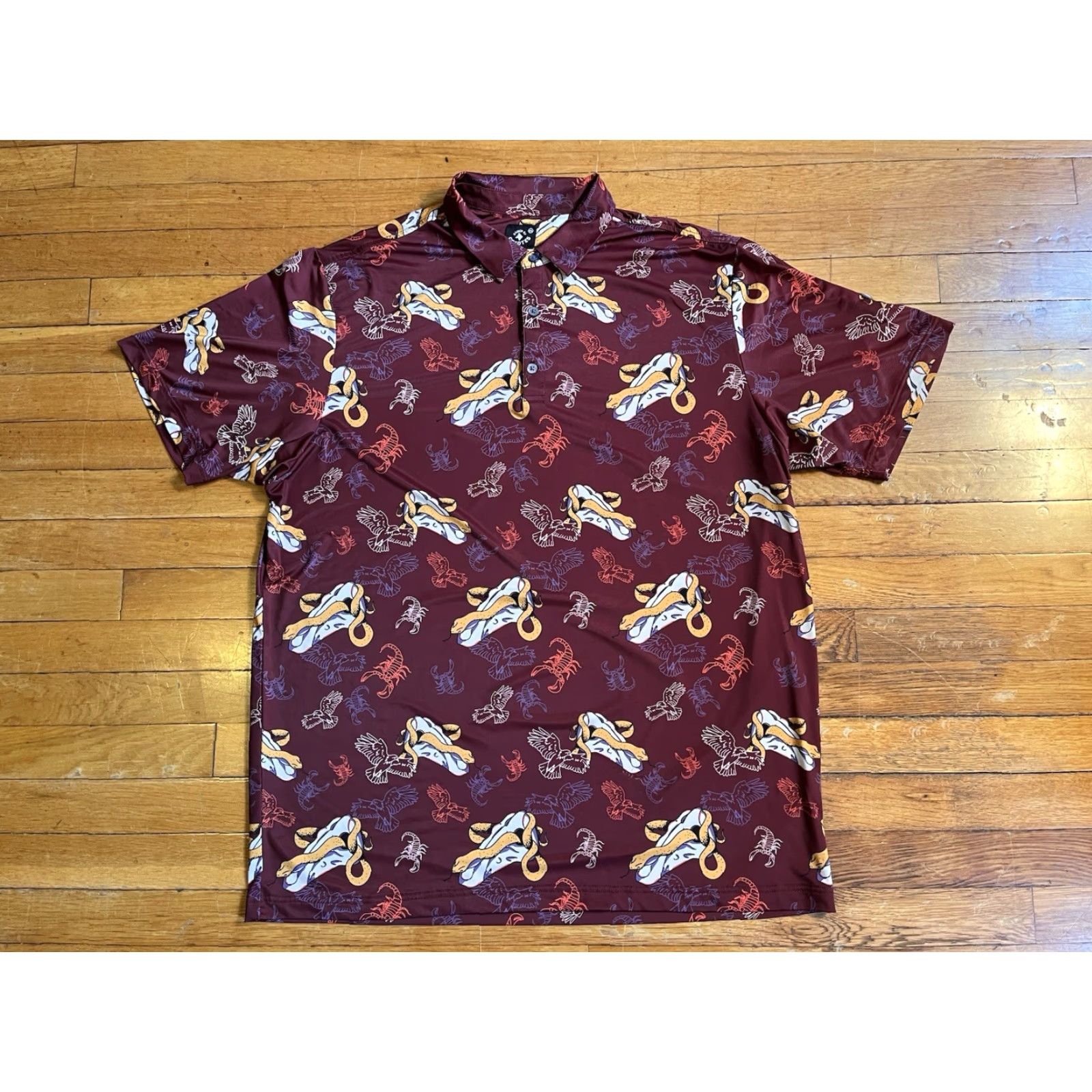 Vintage Raised by Coyotes Golf Performance Polo Shirt Men's 2XL Snake Skull Western Shirt Polo Casual Activewear Size US XXL / EU 58 / 5 - 2 Thumbnail