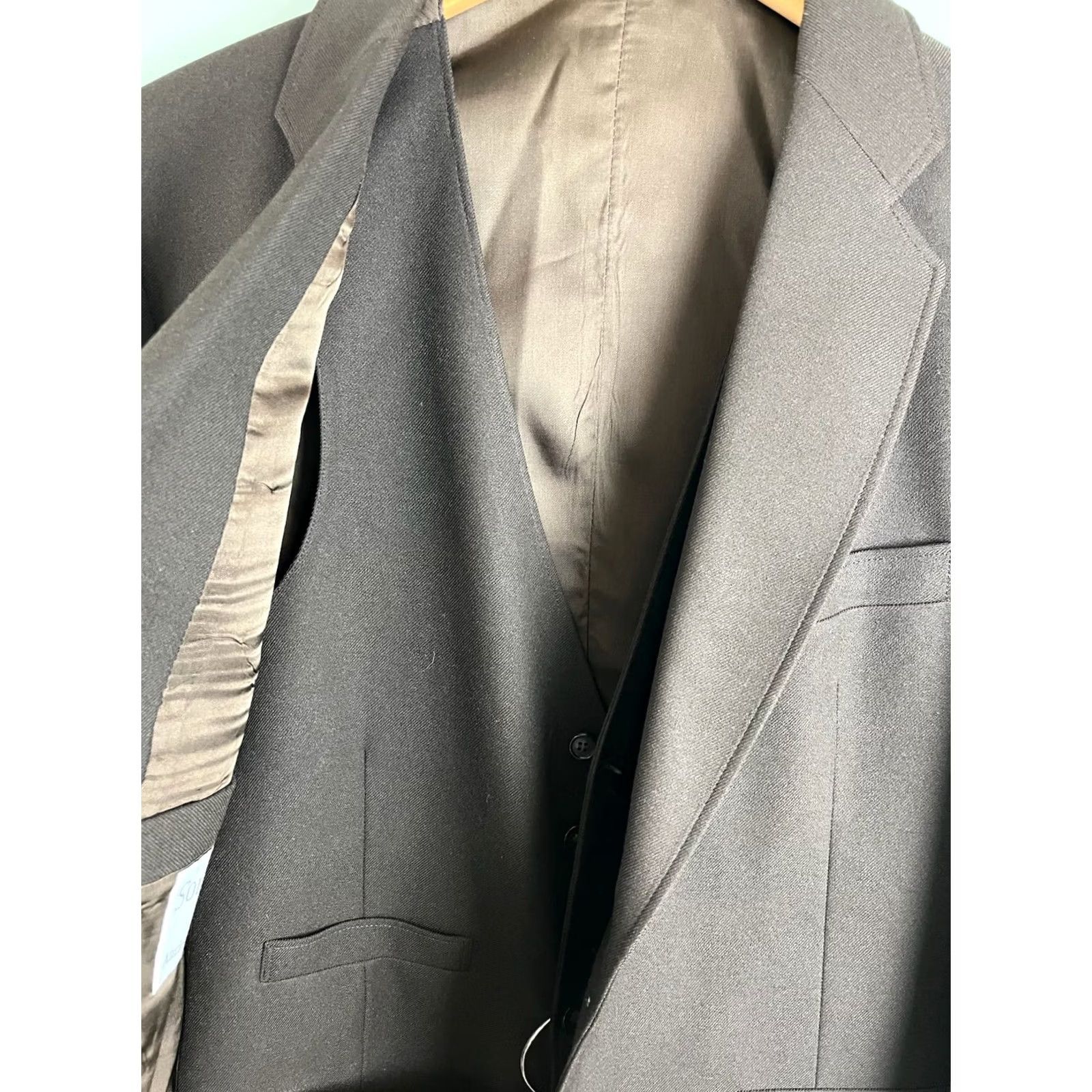Vintage VINTAGE Anderson Little 3 Piece Suit Dark Brown Pants Jacket Vest 80s Mens Size 44R - 2 Thumbnail
