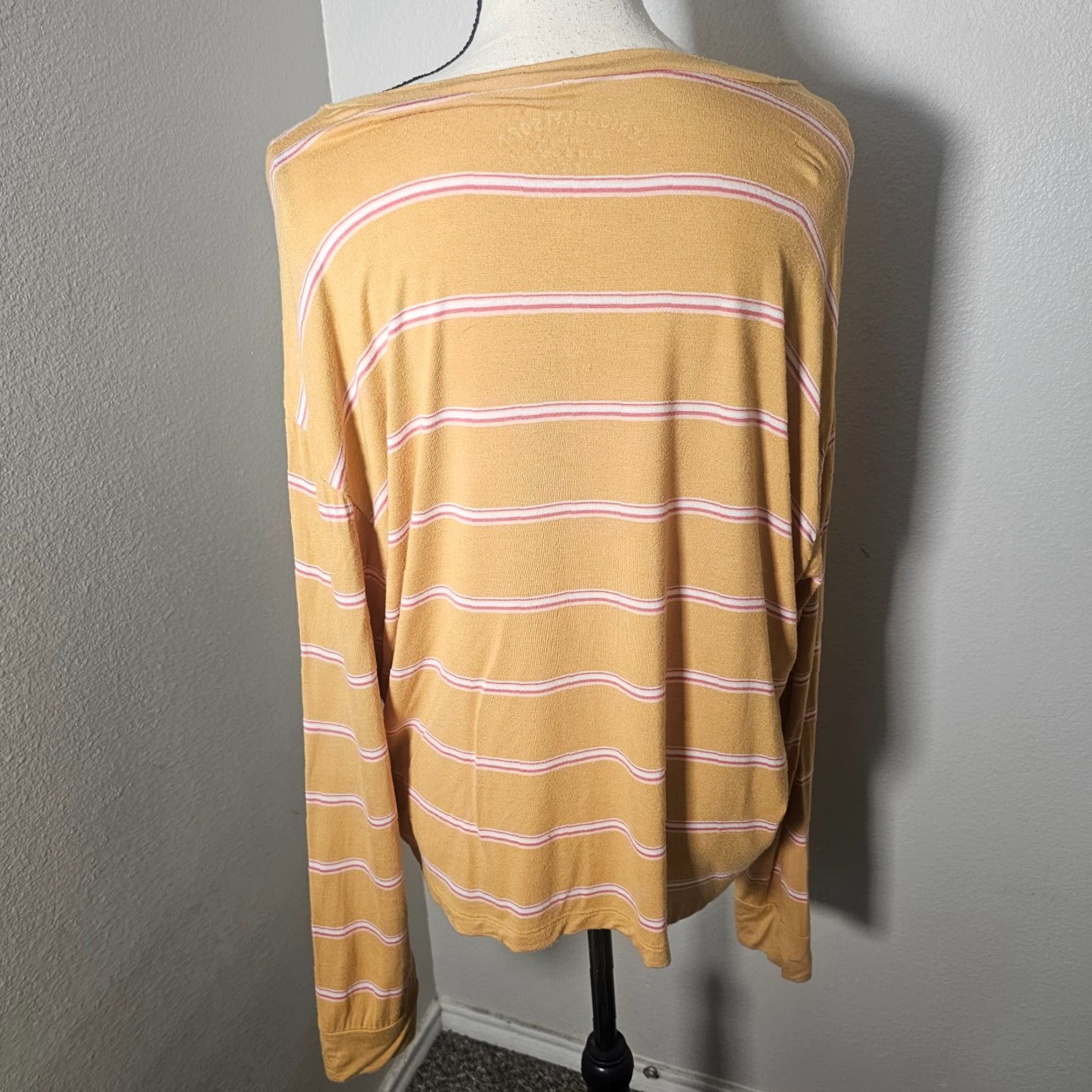 Vintage VINTAGE Aero Tee Shirt Women XL Yellow Striped Seriously Soft Tomboy Long Sleeve Stretch Shirt Size XL / US 12-14 / IT 48-50 - 3 Thumbnail