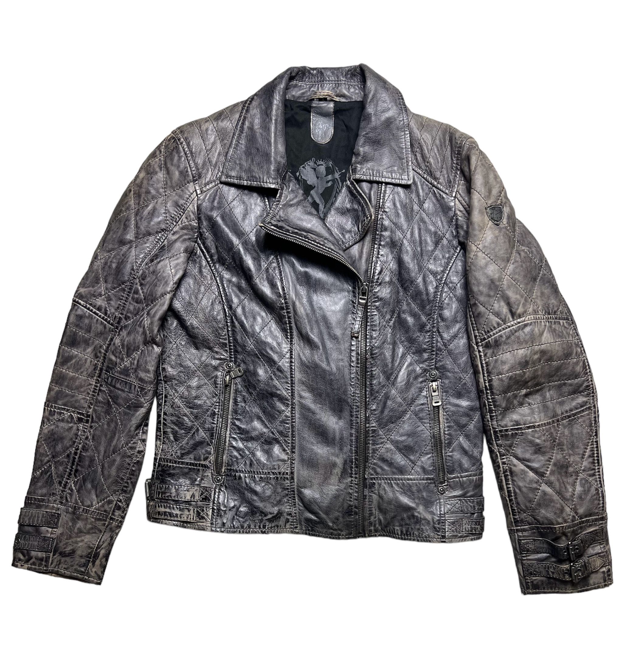 image of Mauritius Gipsy Leather Ramones Biker Jacket Vintage in Brown/Grey, Women's (Size Large)
