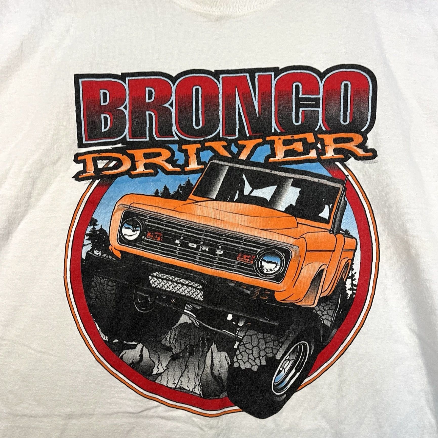 Gildan VINTAGE Ford Bronco Graphic T Shirt Mens XL White Off Road Truck Tee 90s Gildan Crew Neck Short Sleeve Cotton Blend Jersey Size US XL / EU 56 / 4 - 2 Thumbnail