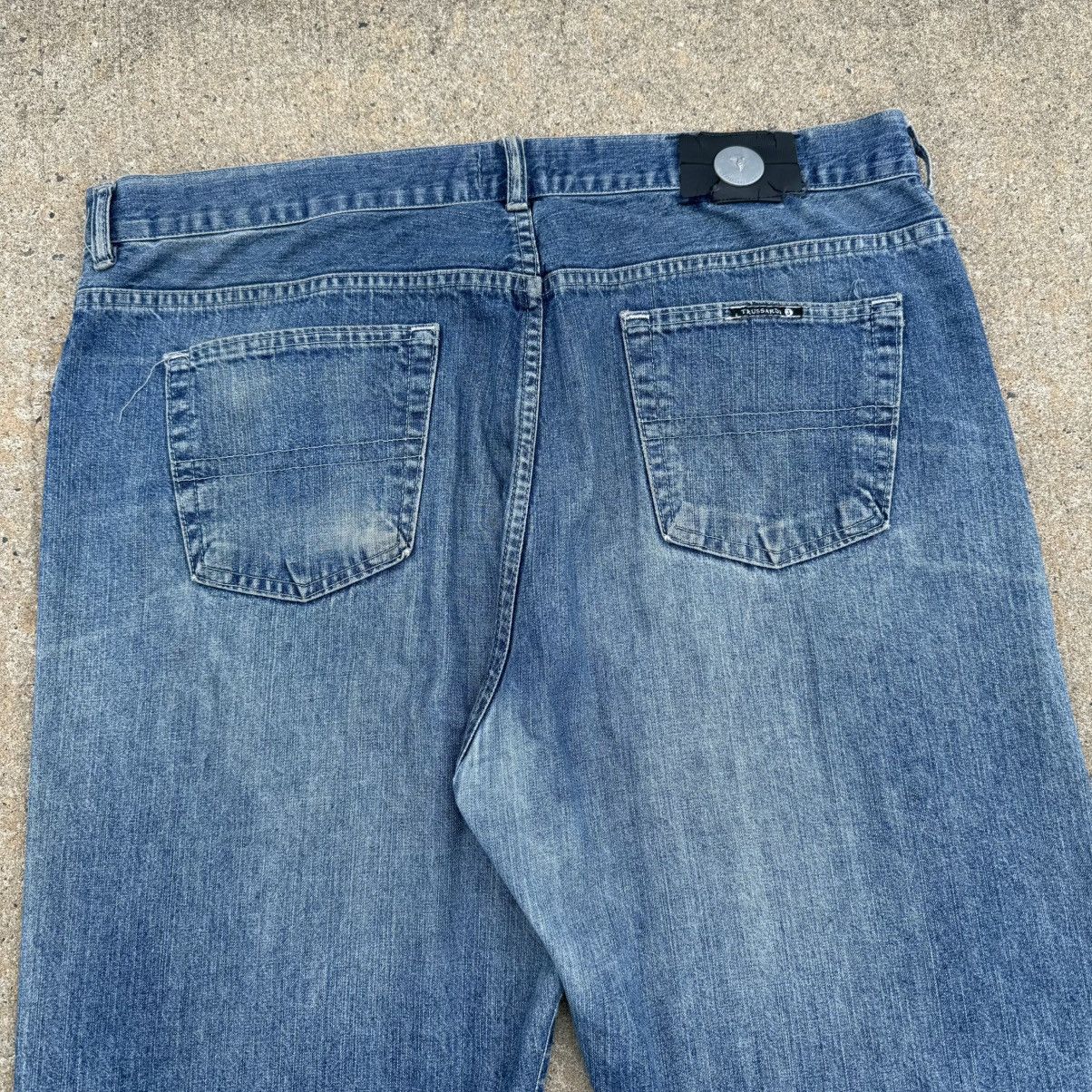 Trussardi Vintage 90’s Trussardi Distressed Faded Blue Baggy Jeans Size US 38 / EU 54 - 19 Thumbnail