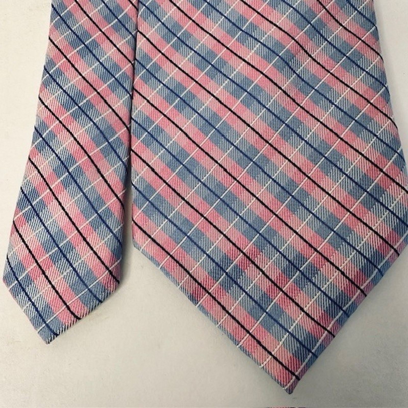 Nautica NAUTICA Men's 100% Silk Classic Necktie Designer Pink/Blue Size ONE SIZE - 8 Thumbnail