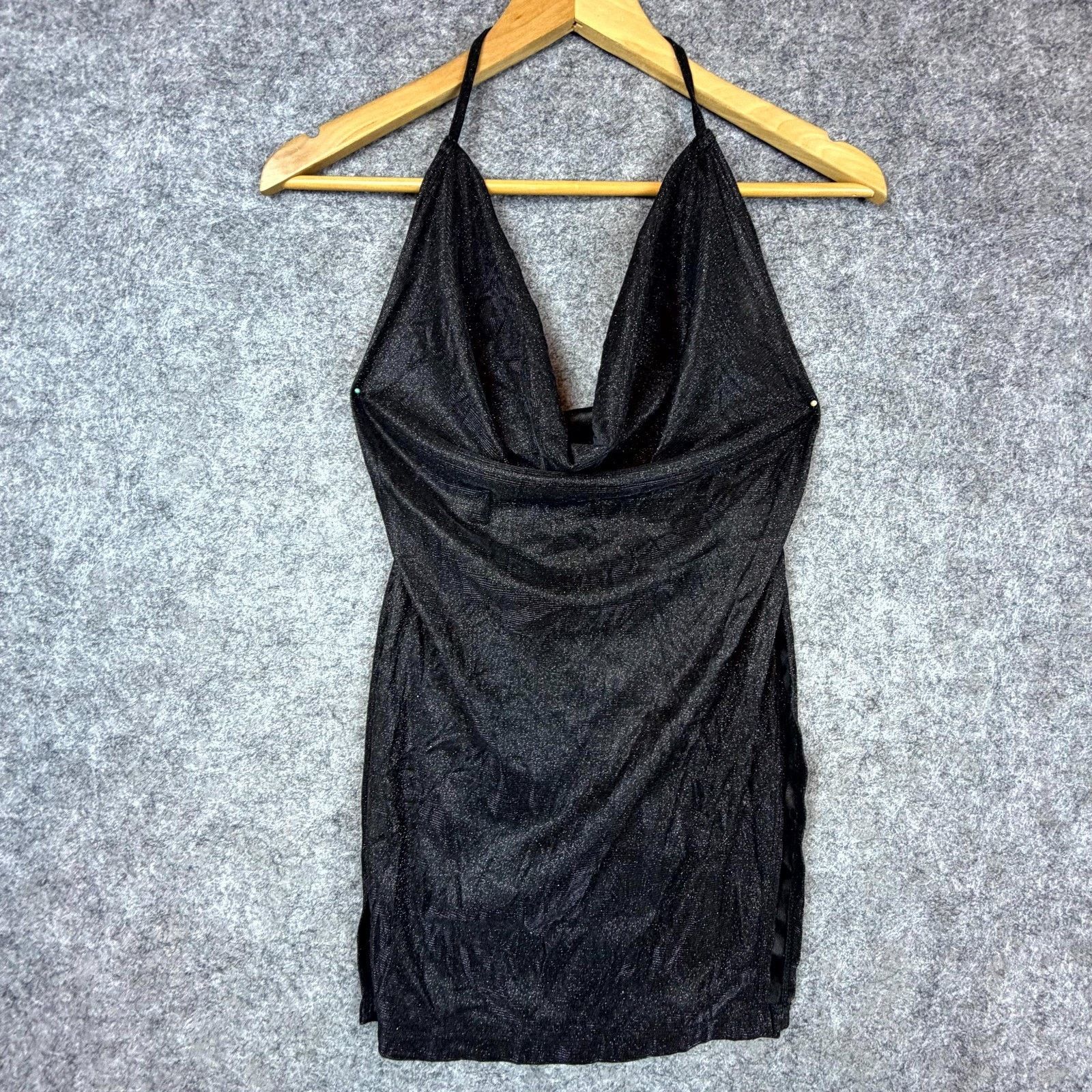 Shein Bling Mini Dress 4 Black Sparkle Halter NYE Clubwear Holiday Size S / US 4 / IT 40 - 1 Thumbnail