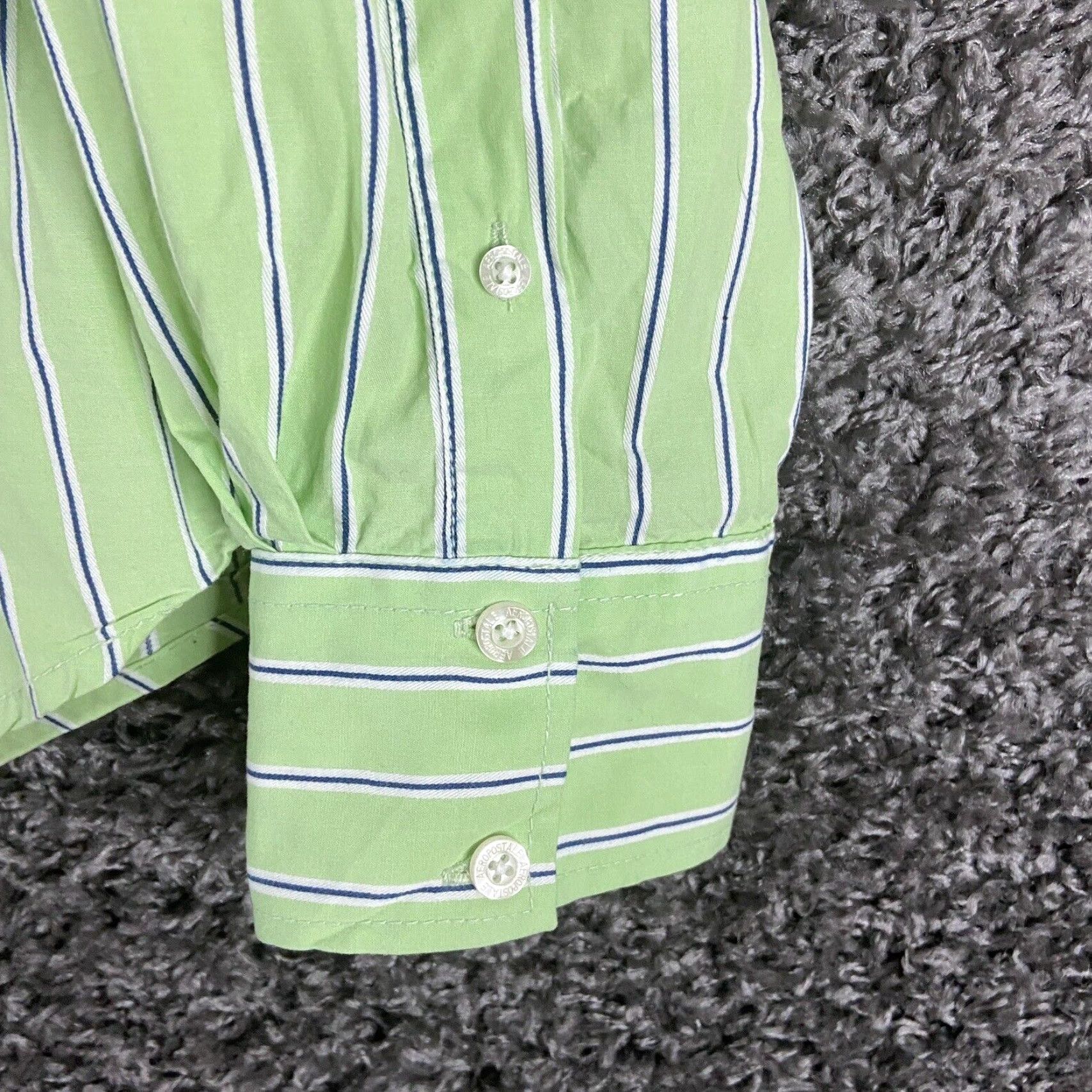 Aeropostale AeroPostale Button-Up Shirt Men M Green Striped Long Sleeve size M Size US M / EU 48-50 / 2 - 3 Thumbnail