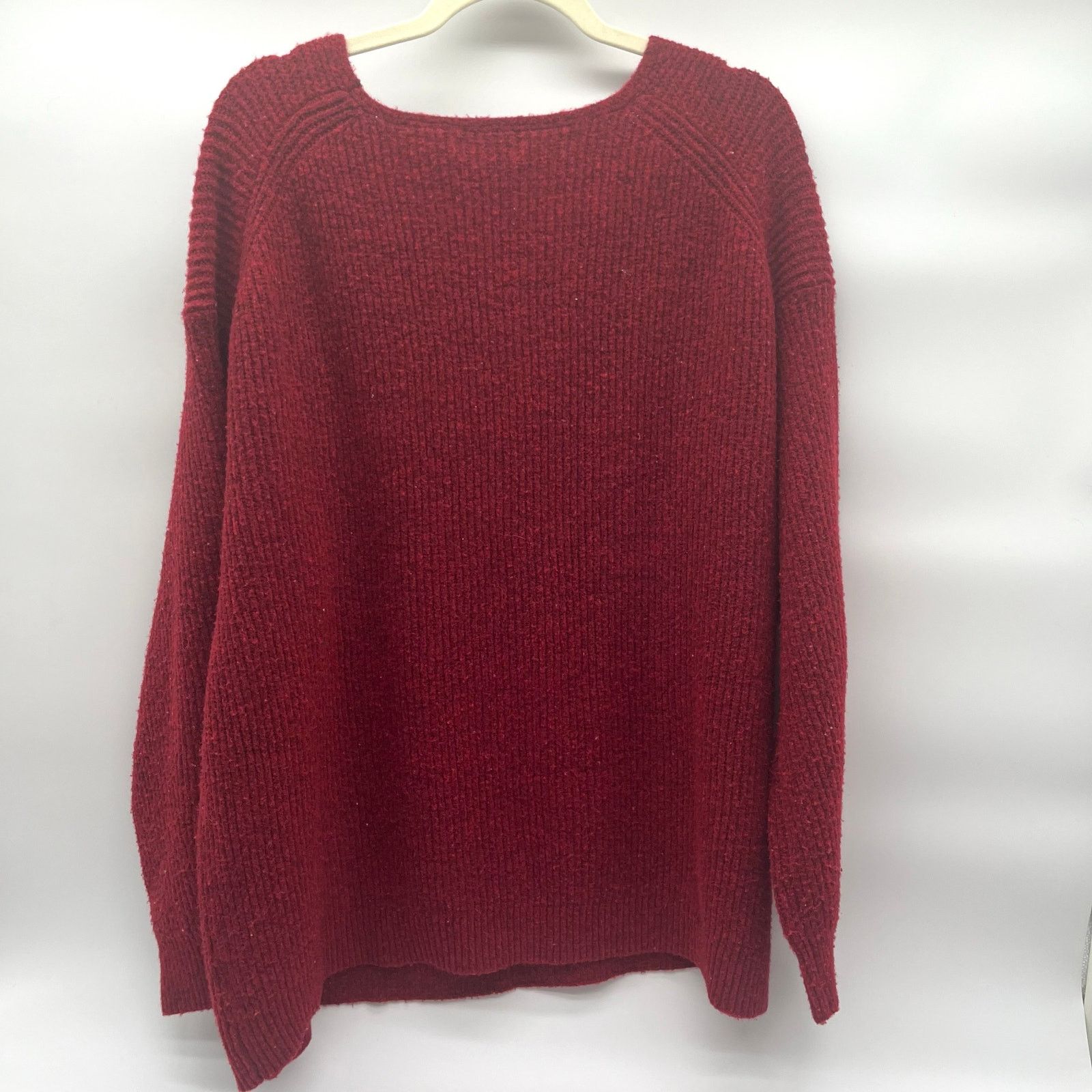 Unknown London AVA & VIV V-Neck Knitted Sweater, Red, 1x, Plus Size Size XXL / US 16-18 / IT 52-54 - 3 Thumbnail