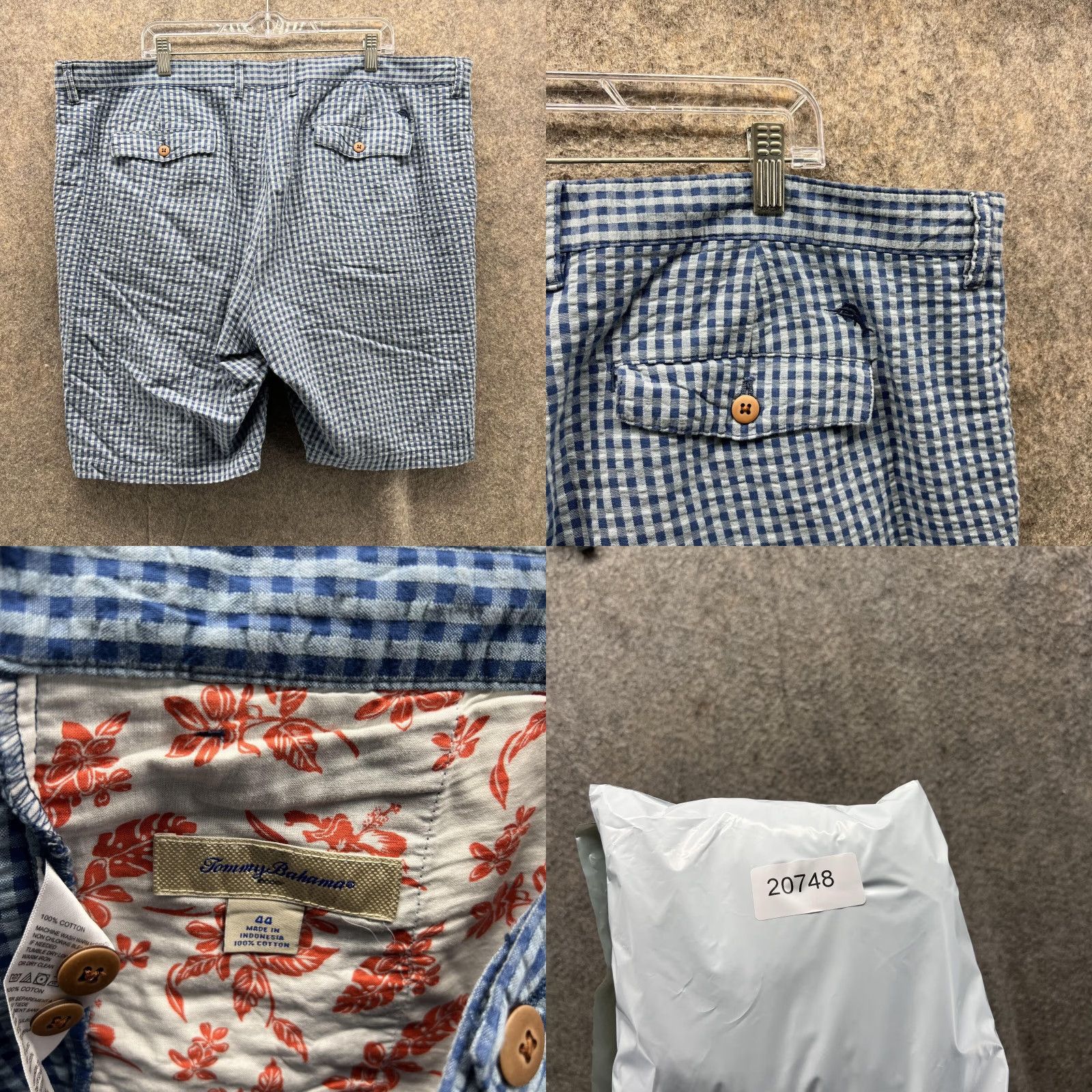 Tommy Bahama Tommy Bahama Shorts Men 44 Adult Blue White Gingham Seersucker Flat Front Chino Casual Travel Size US 44 / EU 60 - 8 Thumbnail