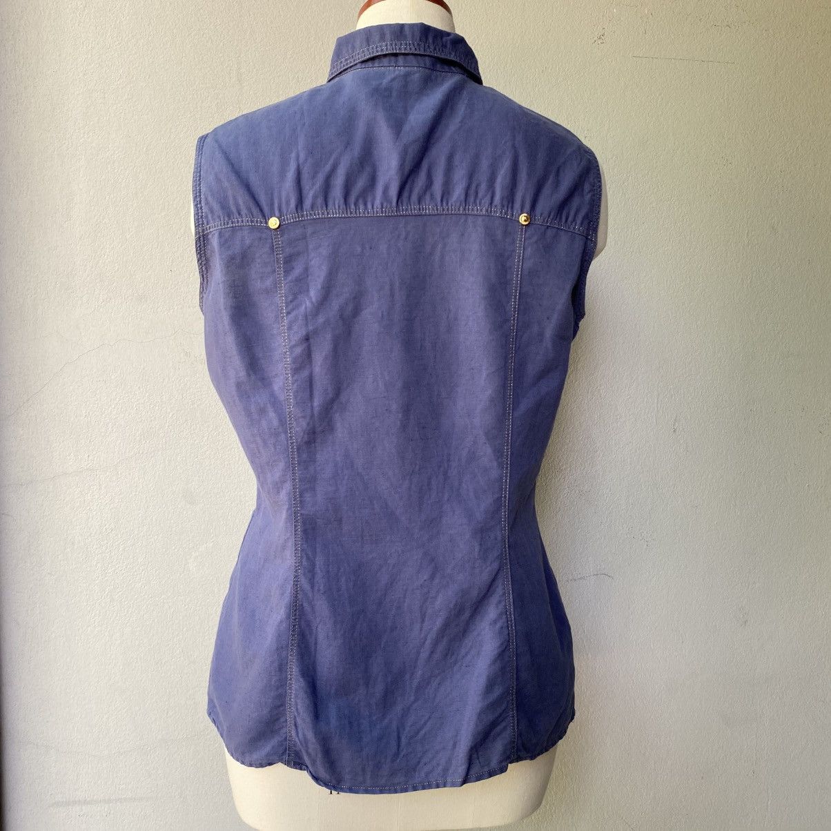 Versace VERSACE Indigo Sleeveless Denim Shirt Size M / US 6-8 / IT 42-44 - 2 Thumbnail