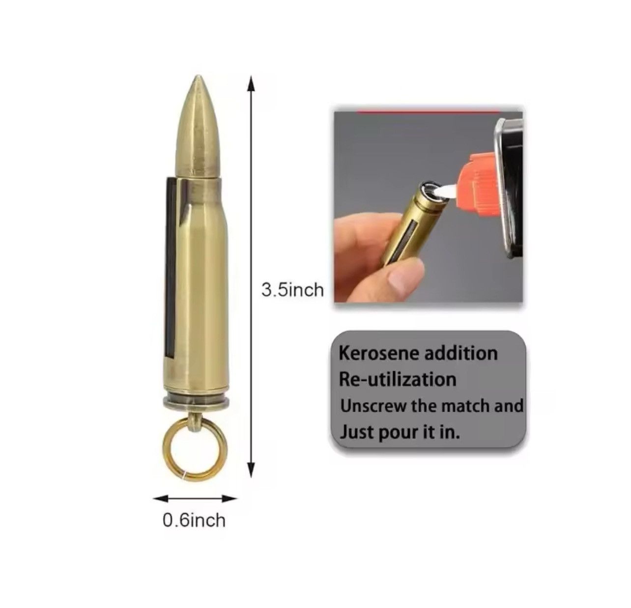 Vintage Metal Bullet Kerosene Match Lighters Size ONE SIZE - 4 Thumbnail