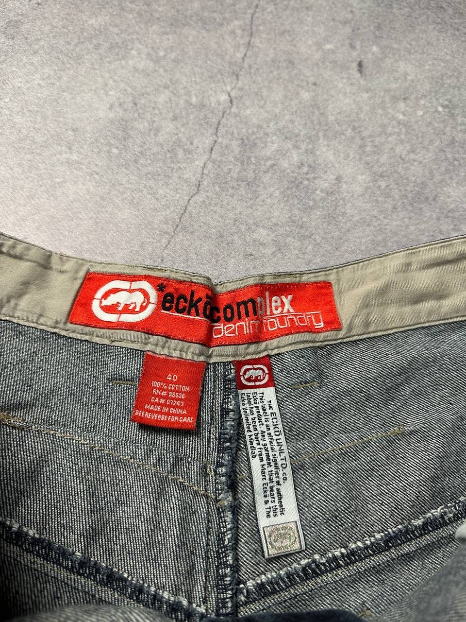 Ecko Unltd. × Japanese Brand × Vintage Vintage 90s Ecko Unltd Rhinoceros Carpenter Denim Shorts Rap Size US 40 / EU 56 - 7 Thumbnail