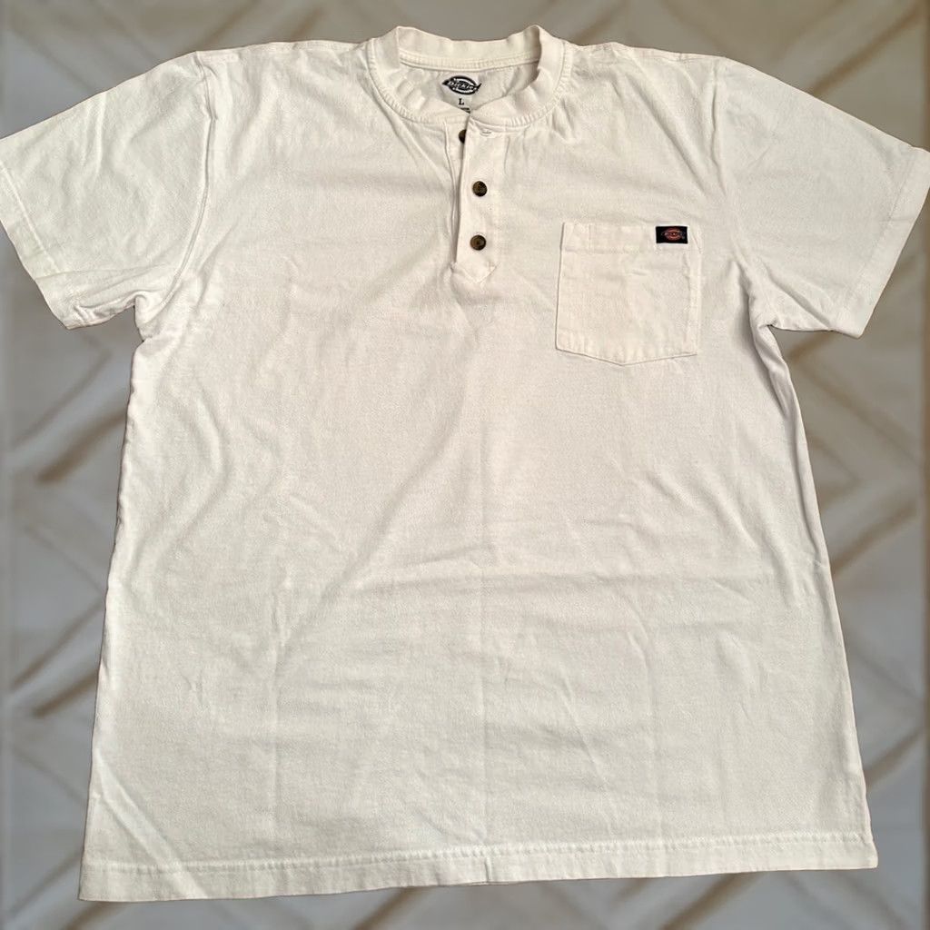 Dickies Dickies T-Shirt Short Sleeve 3 Button Pocket Workwear White Mens Large L Mens Shirt Size US L / EU 52-54 / 3 - 1 Thumbnail