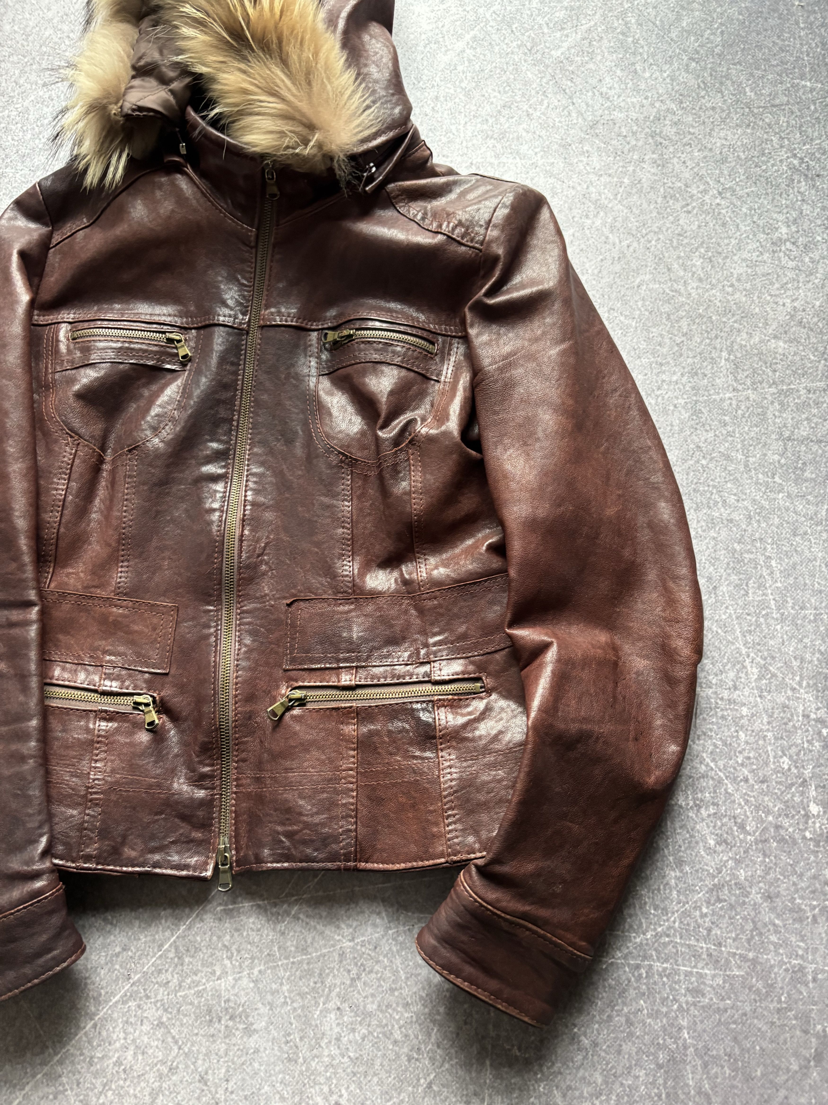 Yohji Yamamoto 2000s JAPANESE ISSEY MIYAKE STYLE WASHED FUR/LEATHER JACKET Size US S / EU 44-46 / 1 - 4 Thumbnail
