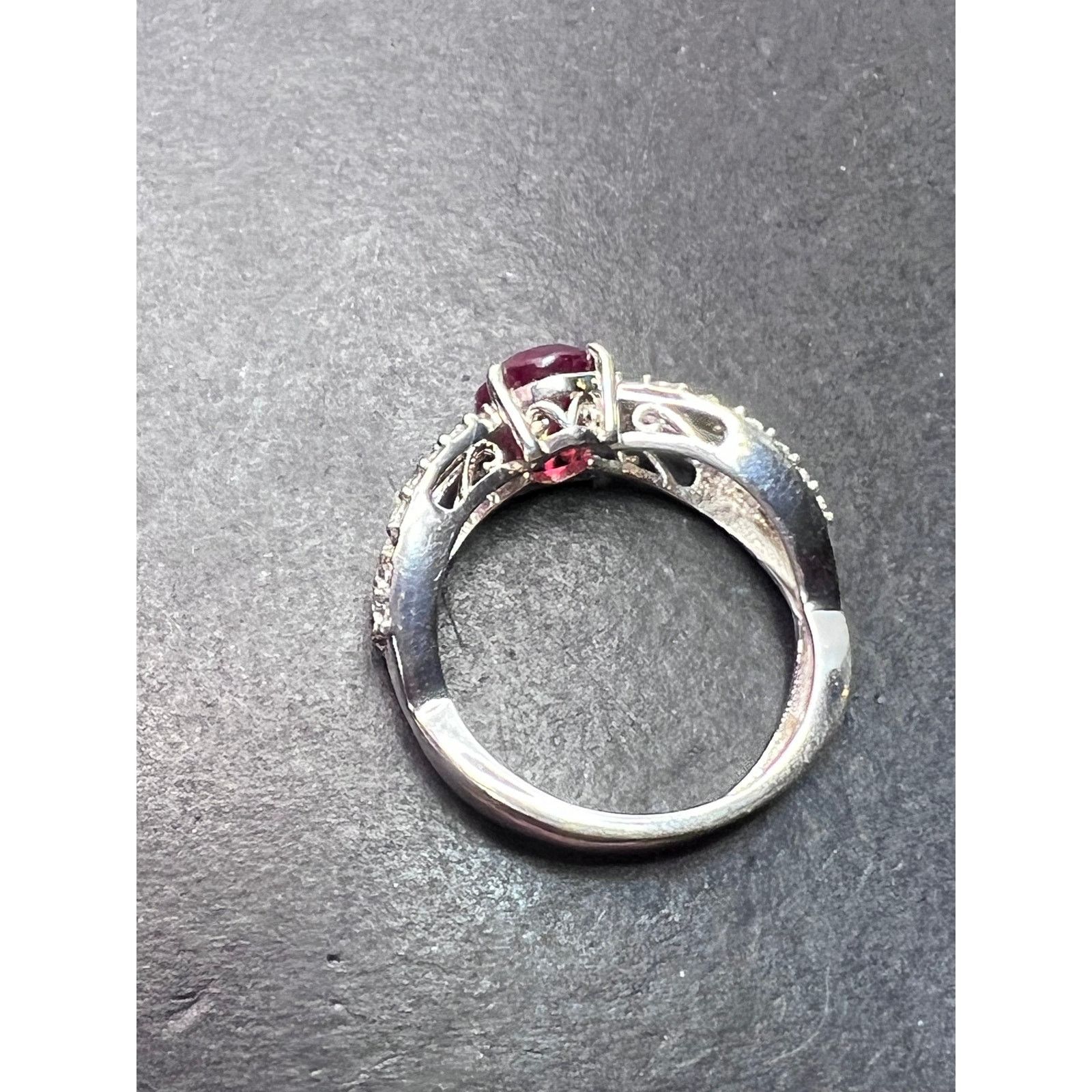 Other Ruby and zircon crisscross sterling silver ring size 9 Size ONE SIZE - 4 Thumbnail