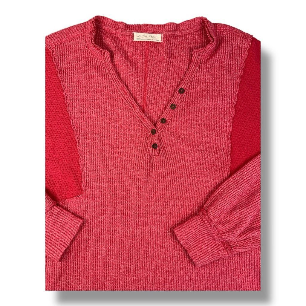 Free People We The Free Callisto Henley Thermal Distressed Oversized Boh Size M / US 6-8 / IT 42-44 - 3 Thumbnail