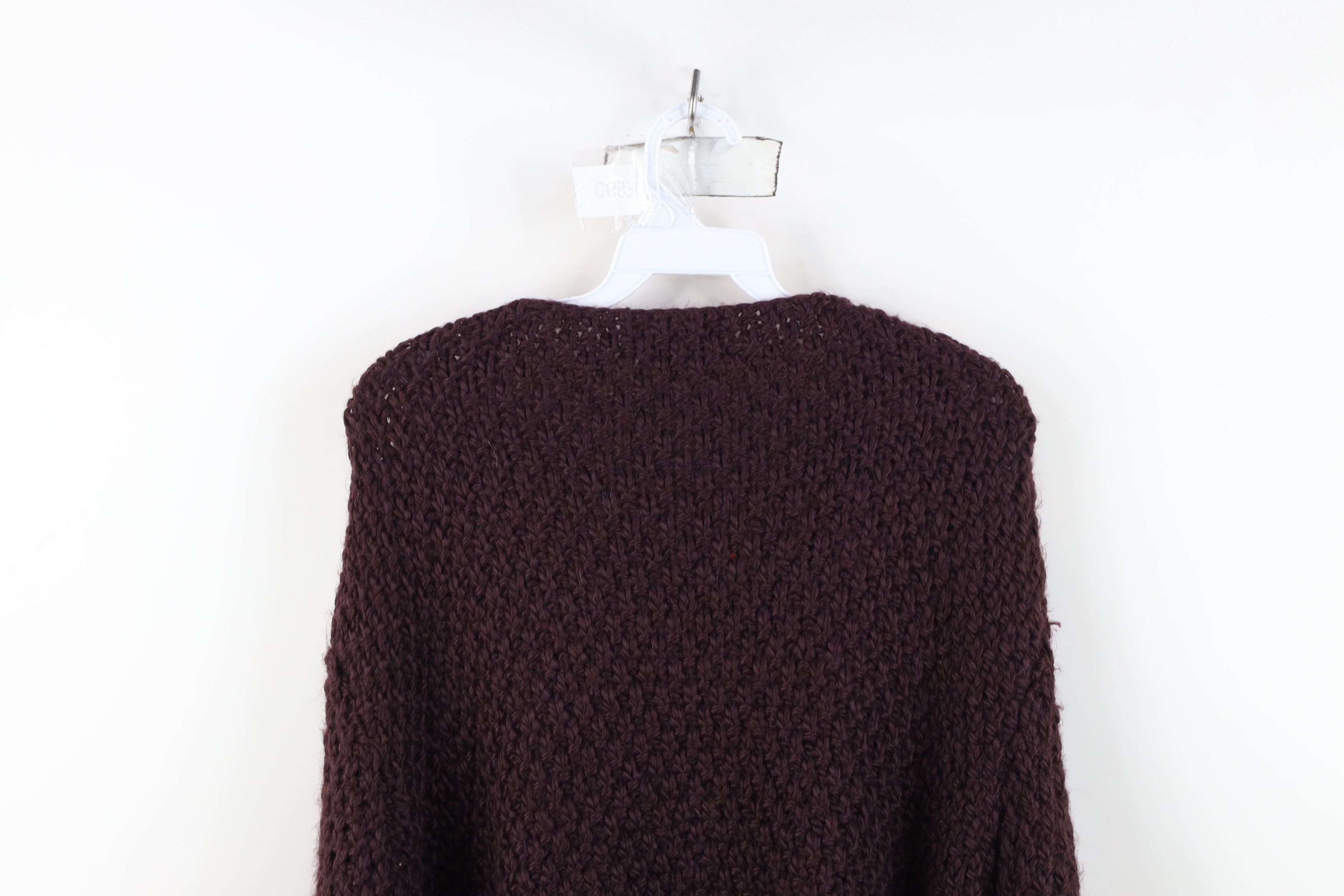 Vintage Vintage 90s Streetwear Crochet Knit Cardigan Sweater Purple Size L / US 10 / IT 46 - 9 Thumbnail