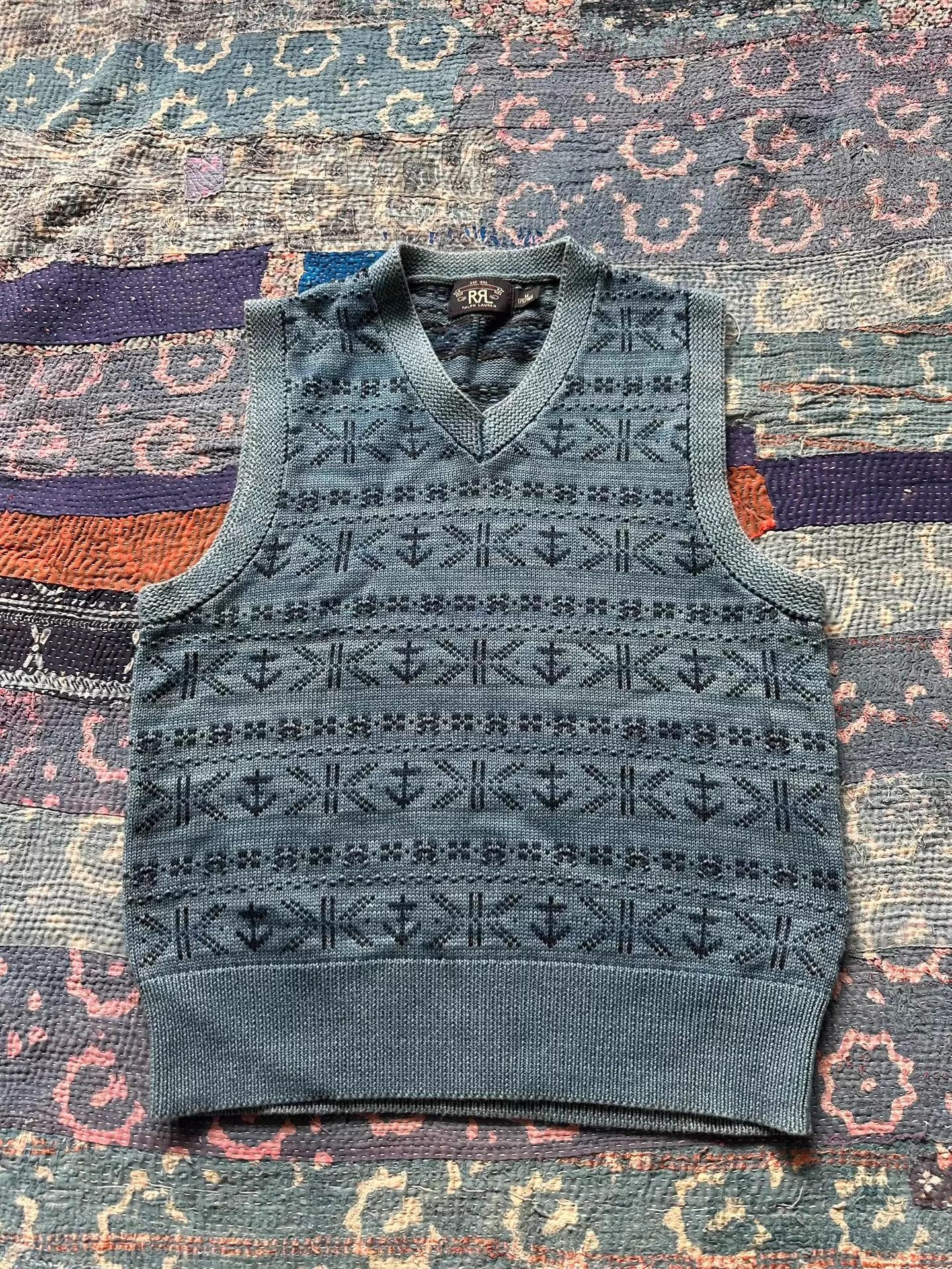 RRL Ralph Lauren RRL Fair Isle Indigo Vest M Size US M / EU 48-50 / 2 - 1 Thumbnail
