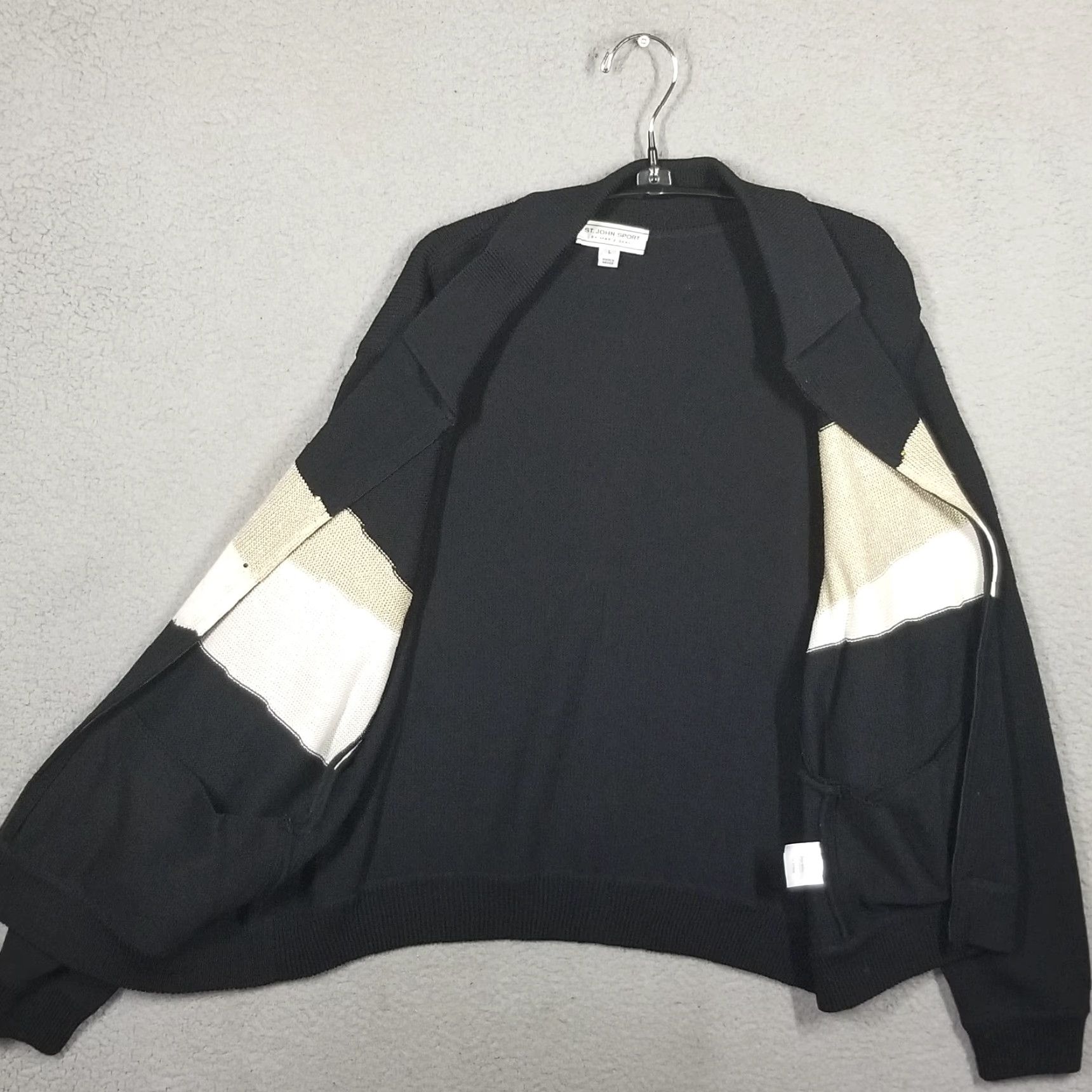 St. John VINTAGE St. John Sport Women Large Wool Blend Full-Zip Jacket Geometric Black Fall Winter Size L / US 10 / IT 46 - 2 Thumbnail