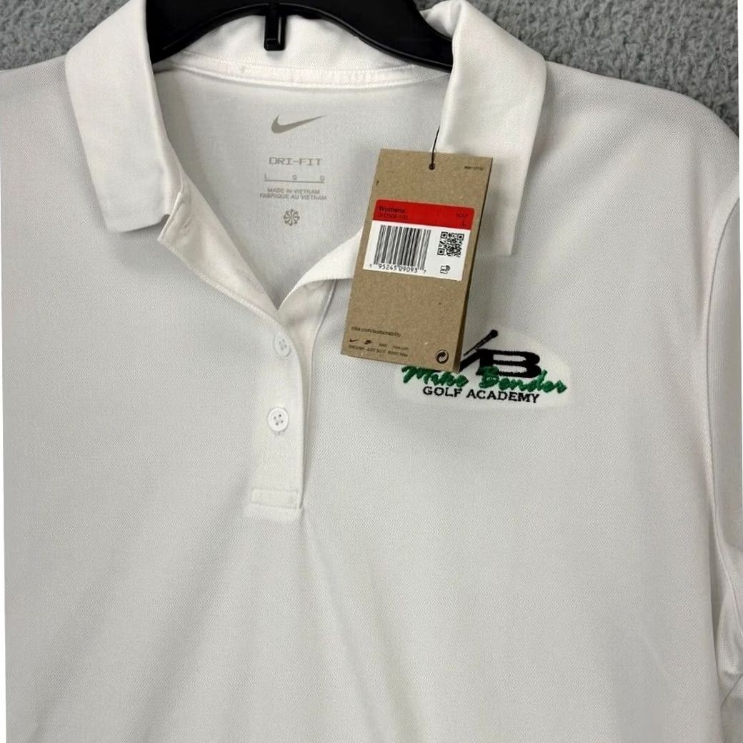 Nike Nike Shirt Womens Large White Dri-Fit Polo Golf Academy Rugby NEW Size L / US 10 / IT 46 - 6 Thumbnail