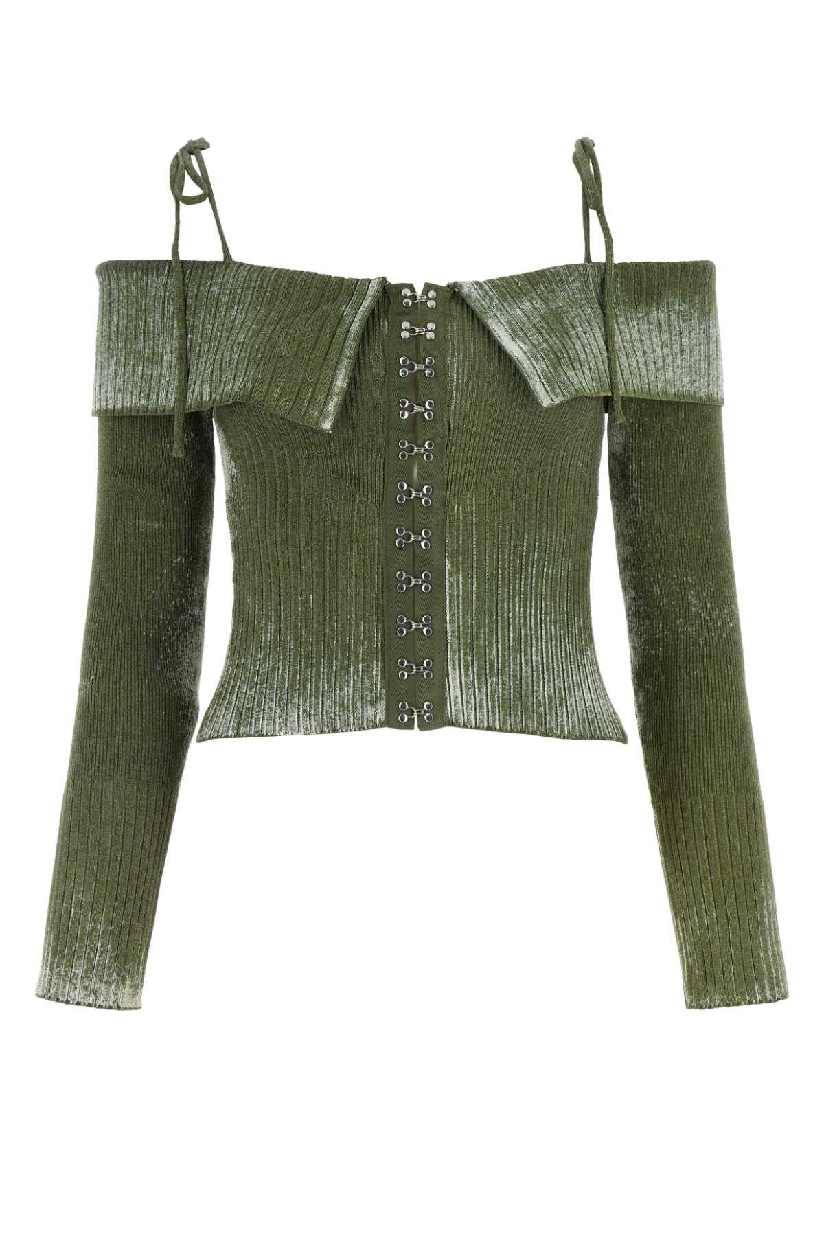 image of House Of Sunny Army Green Viscose Blend Top, Women's (Size Small)