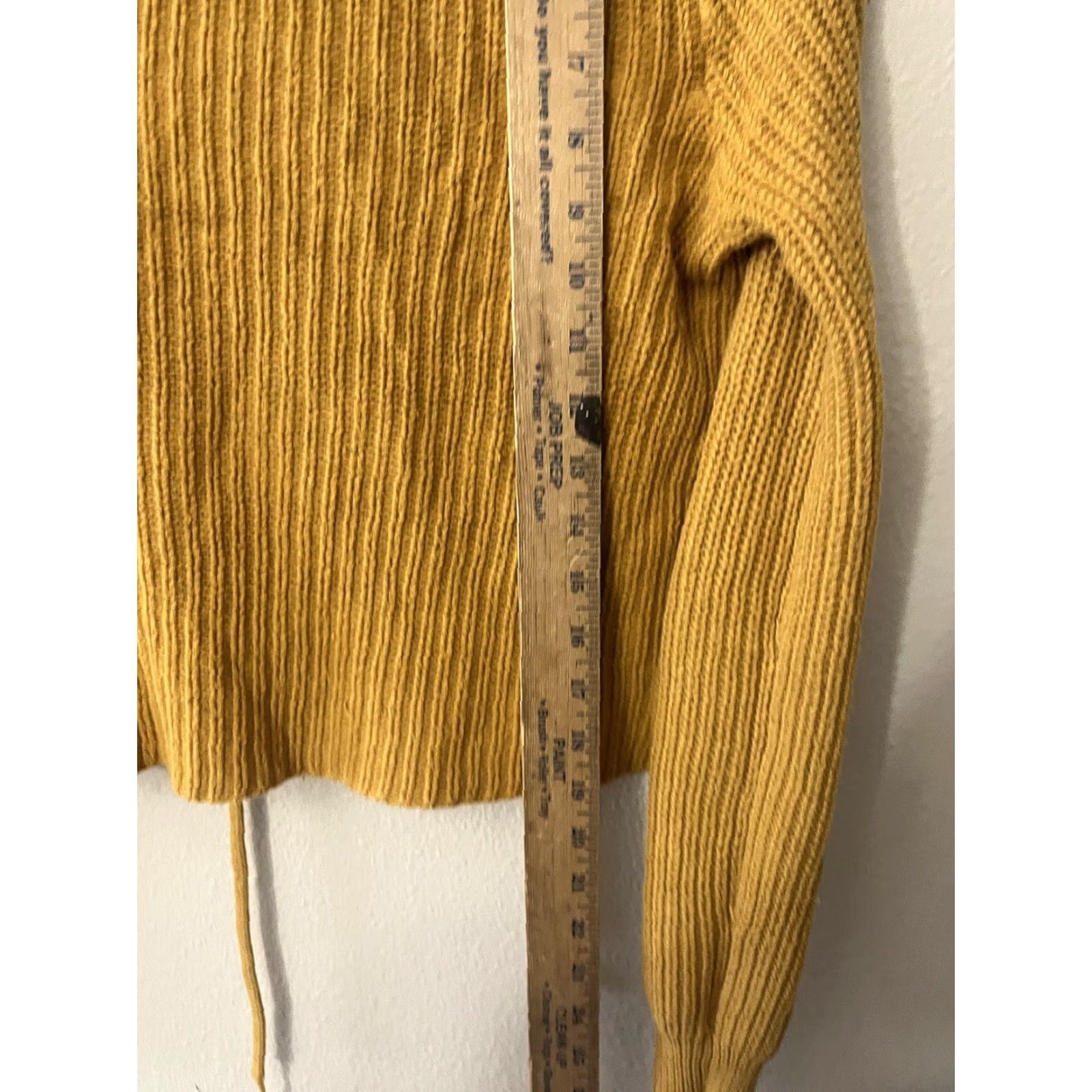 Vintage Aero Aeropostale Yellow Tie Front Blouse Women's XS Cropped Scoop Neck Long Sleeve Cotton Top Size XS / US 0-2 / IT 36-38 - 4 Thumbnail