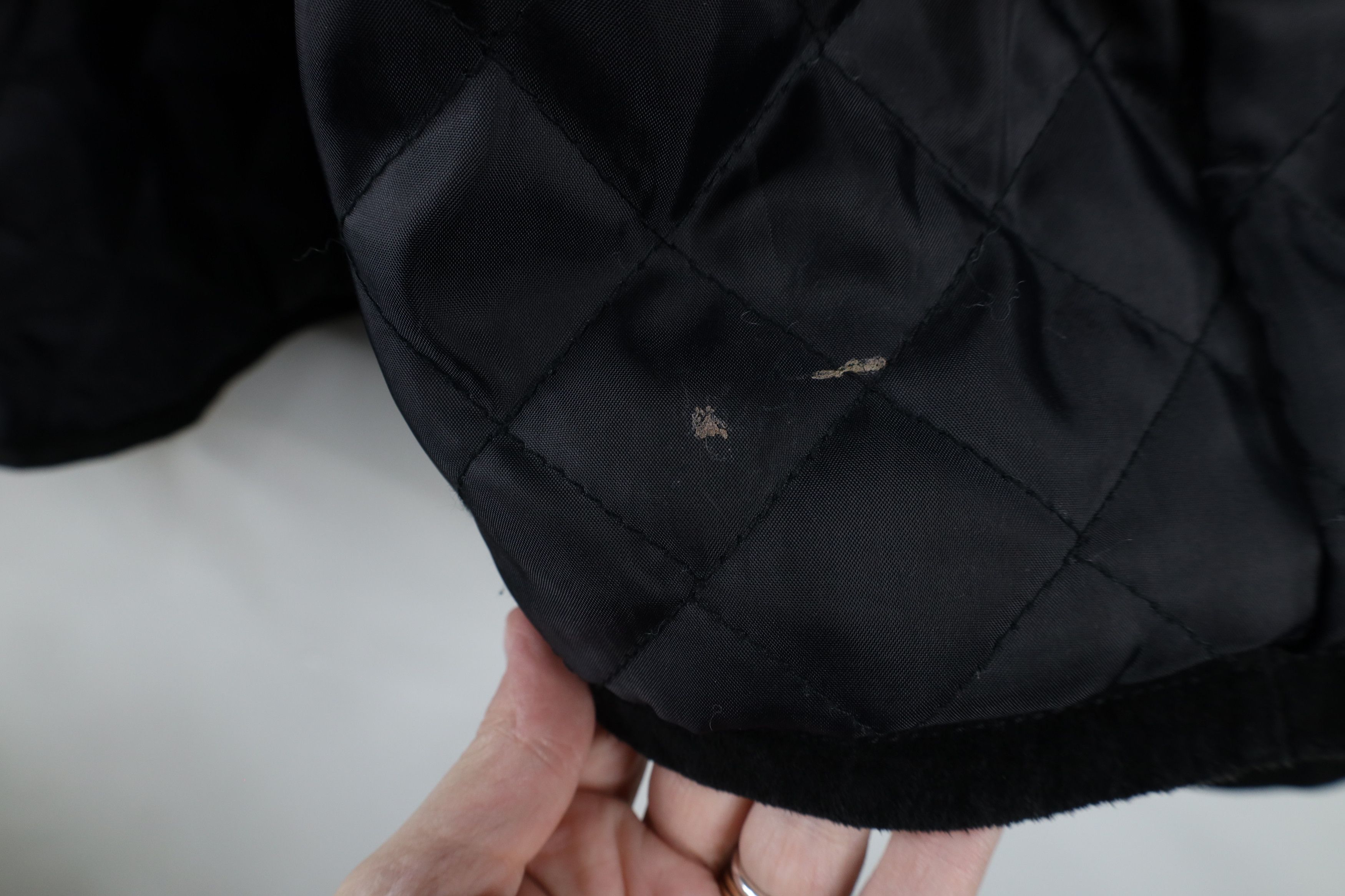 Vintage Vintage 90s Streetwear Quilted Suede Leather Jacket Black Size L / US 10 / IT 46 - 10 Thumbnail