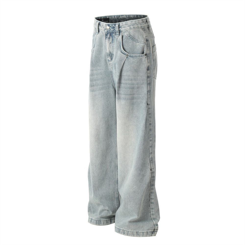 Japanese Brand × Jean Light blue washed pleated oversize trendy jeans for men Size US 32 / EU 48 - 2 Thumbnail