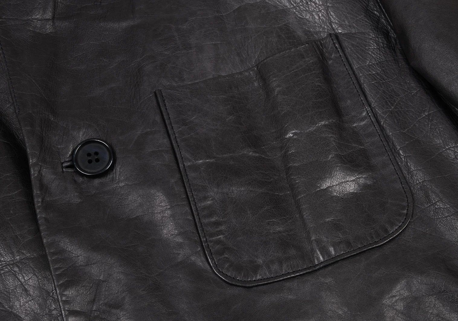 Issey Miyake Charcoal Cow Leather Tailored Jacket Size M Size US M / EU 48-50 / 2 - 6 Thumbnail