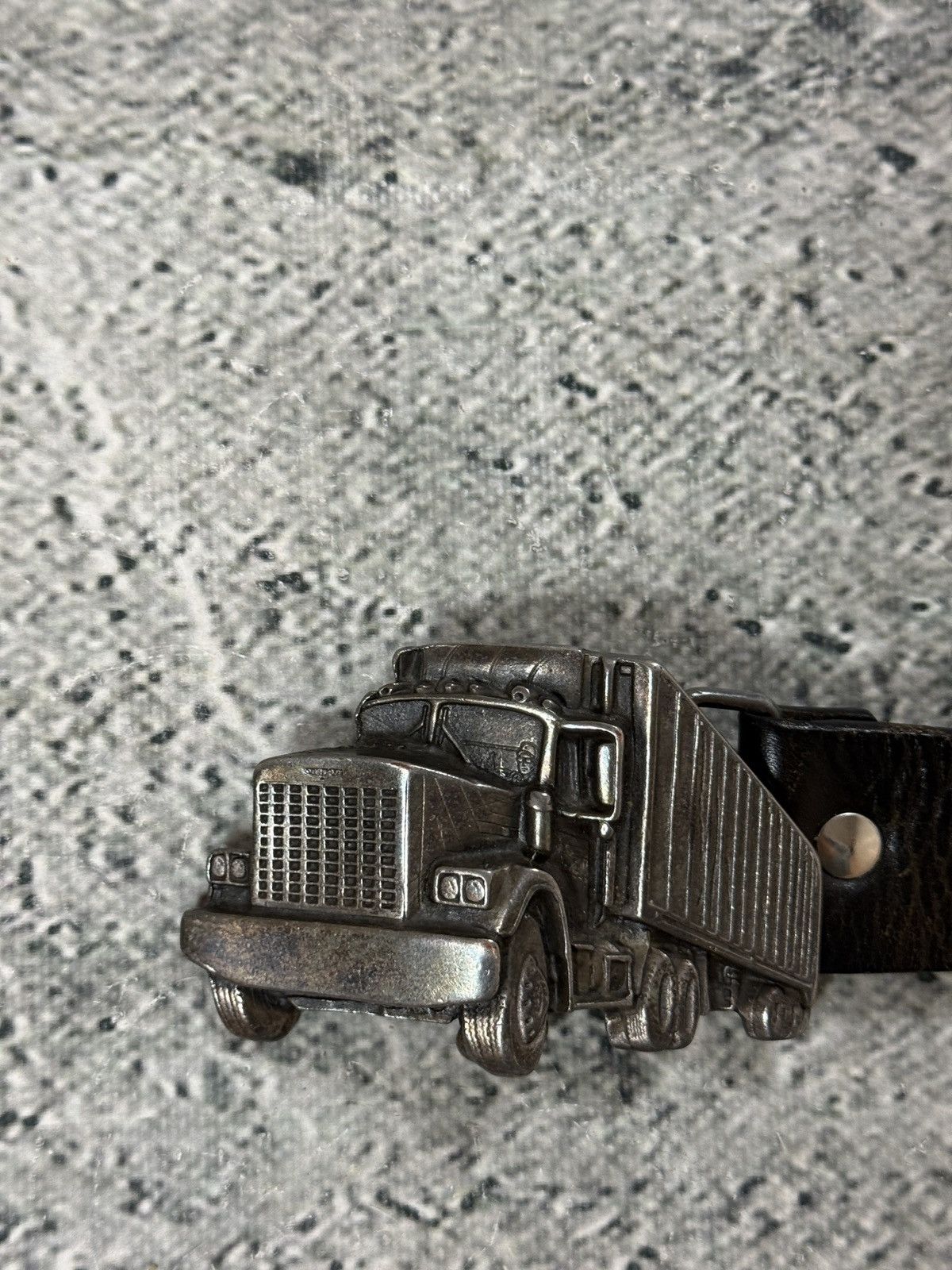Diesel Diesel leather belt big buckle Y2K brown truck 80s vintage Size 40 - 2 Thumbnail