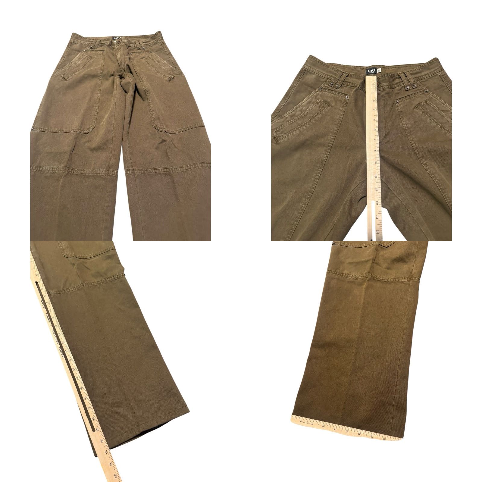 Dolce & Gabbana VINTAGE Dolce&Gabbana Cargo Pants Military Green 36x31 Men Regular 5-Pocket Canvas Cotton Army 90s Italy Rare Size US 36 / EU 52 - 10 Thumbnail