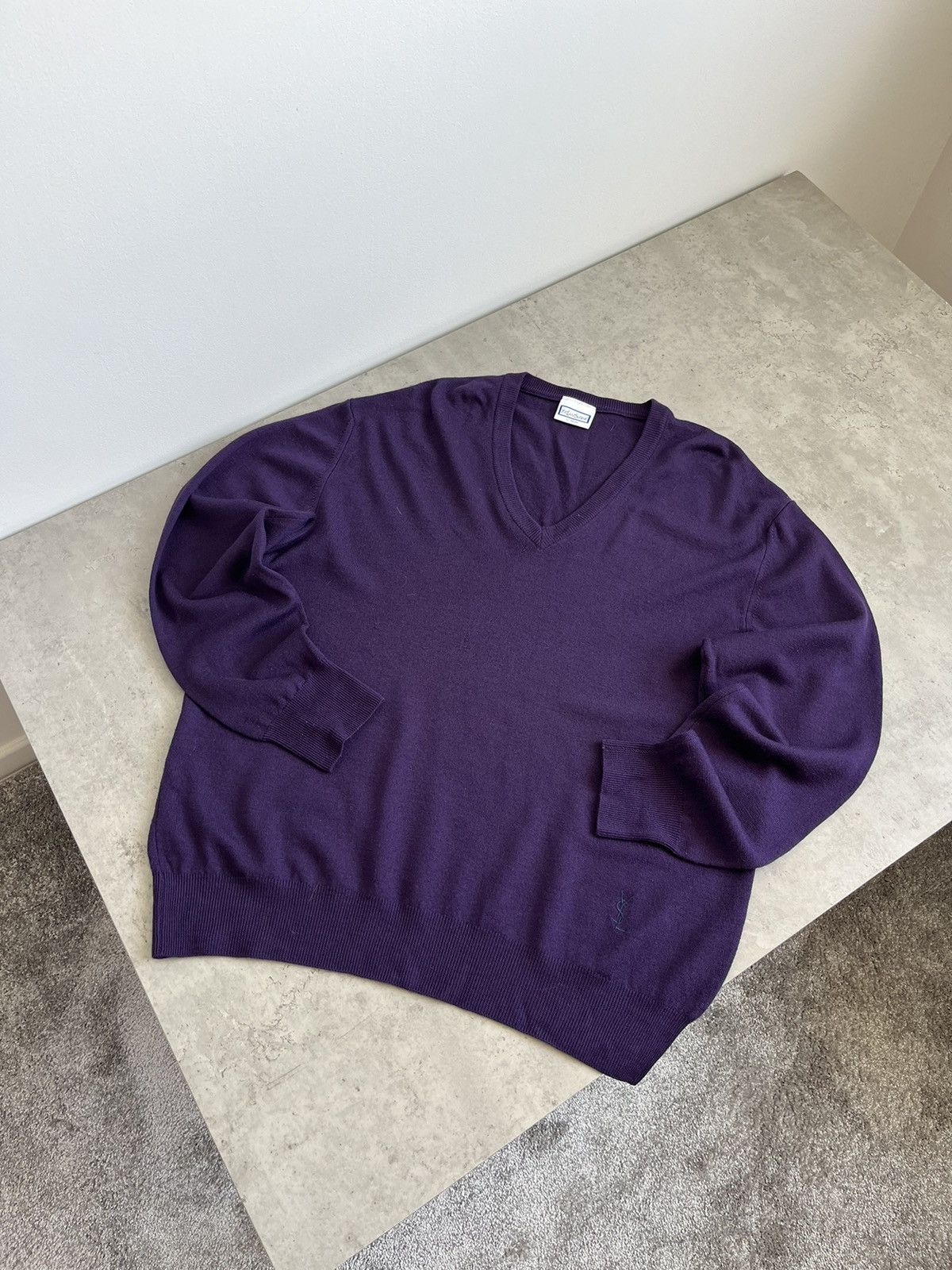 Vintage Vintage Yves Saint Laurent Purple Sweater Size US L / EU 52-54 / 3 - 1 Thumbnail