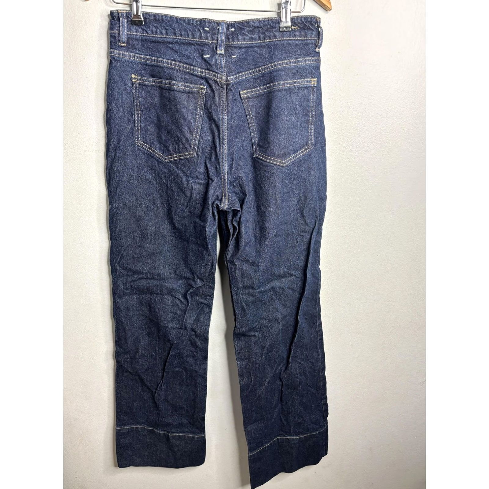 Vintage Habitual Jeans Womens 8 Dark Wash Seamed Straight Leg Cropped Hem Denim Zip Pockets 5-Pocket Womens Mens Girls 90s? Size 30" / US 8 / IT 44 - 4 Thumbnail