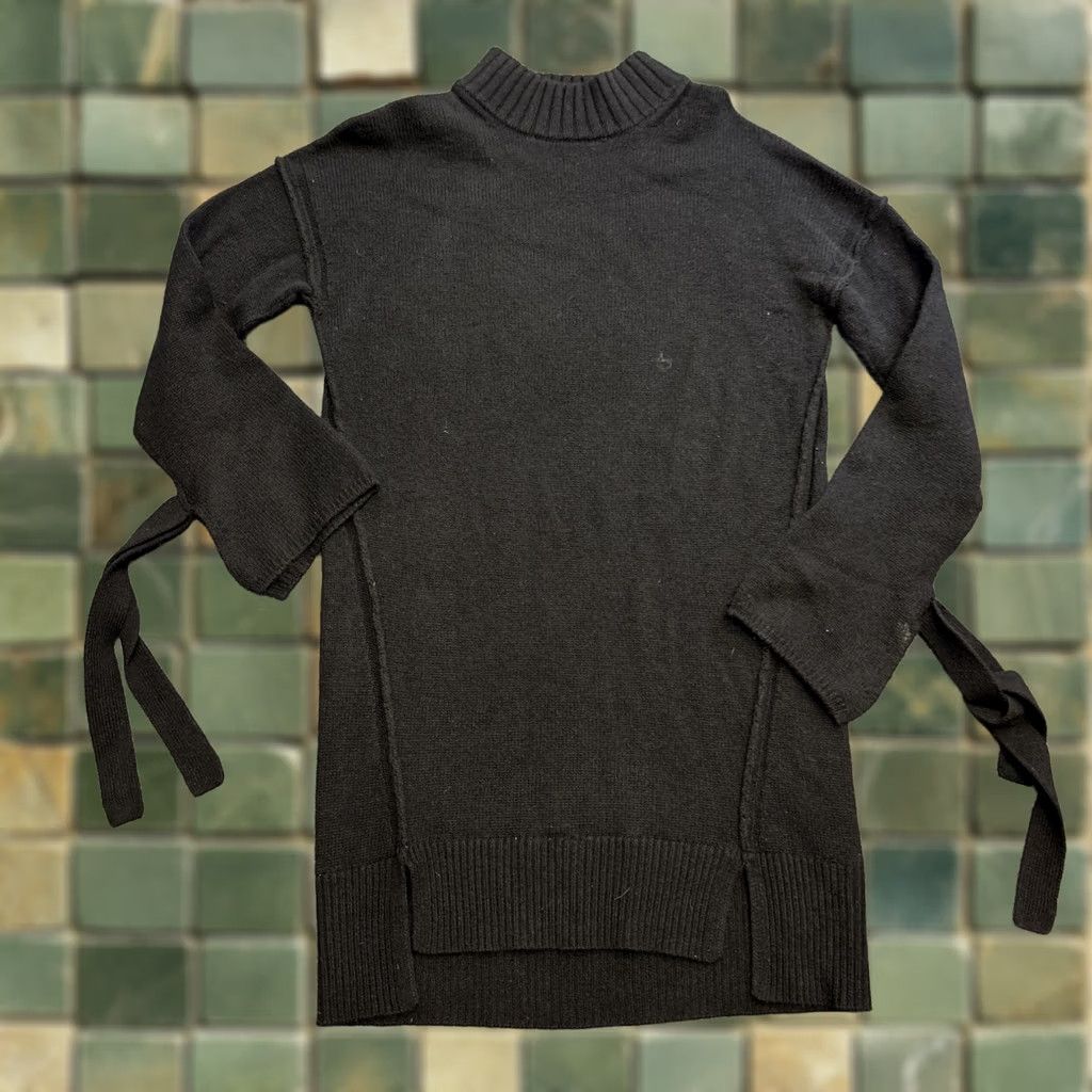 Brochu Walker BROCHU WALKER Sweater Dress Womens XS Black Mock Neck Collared Knit Bow Raglan Sleeve Short Length Size XS / US 0-2 / IT 36-38 - 1 Thumbnail