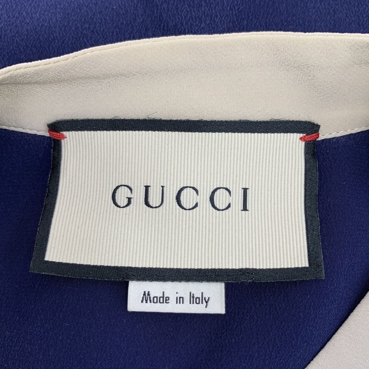 Gucci Gucci Dark Blue Lace Detail Silk Long Sleeve Shirt K26WX Size M / US 6-8 / IT 42-44 - 5 Thumbnail
